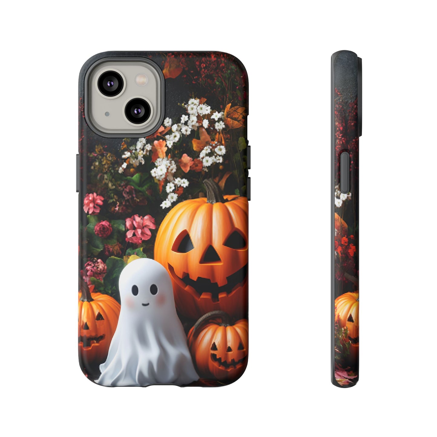 Halloween Phone Case with Cute Ghost and Pumpkins for iPhone 16 15 14 13 12 11, Samsung Galaxy & Google Pixel