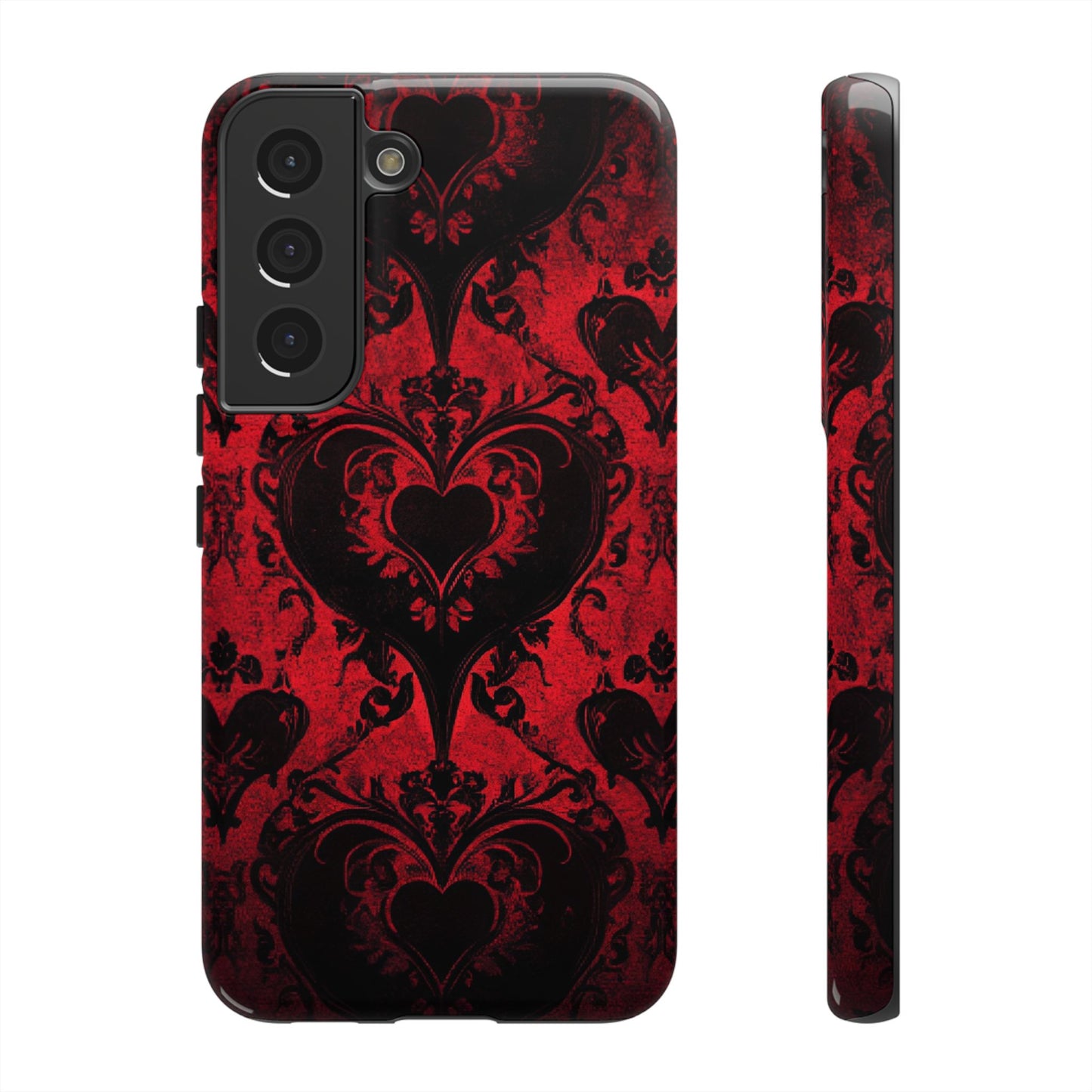 Gothic Dark Romance Phone Case - Black Hearts Phone Cover - iPhone 16 15 14 13 12 11, Samsung Galaxy & Google Pixel Phone Covers