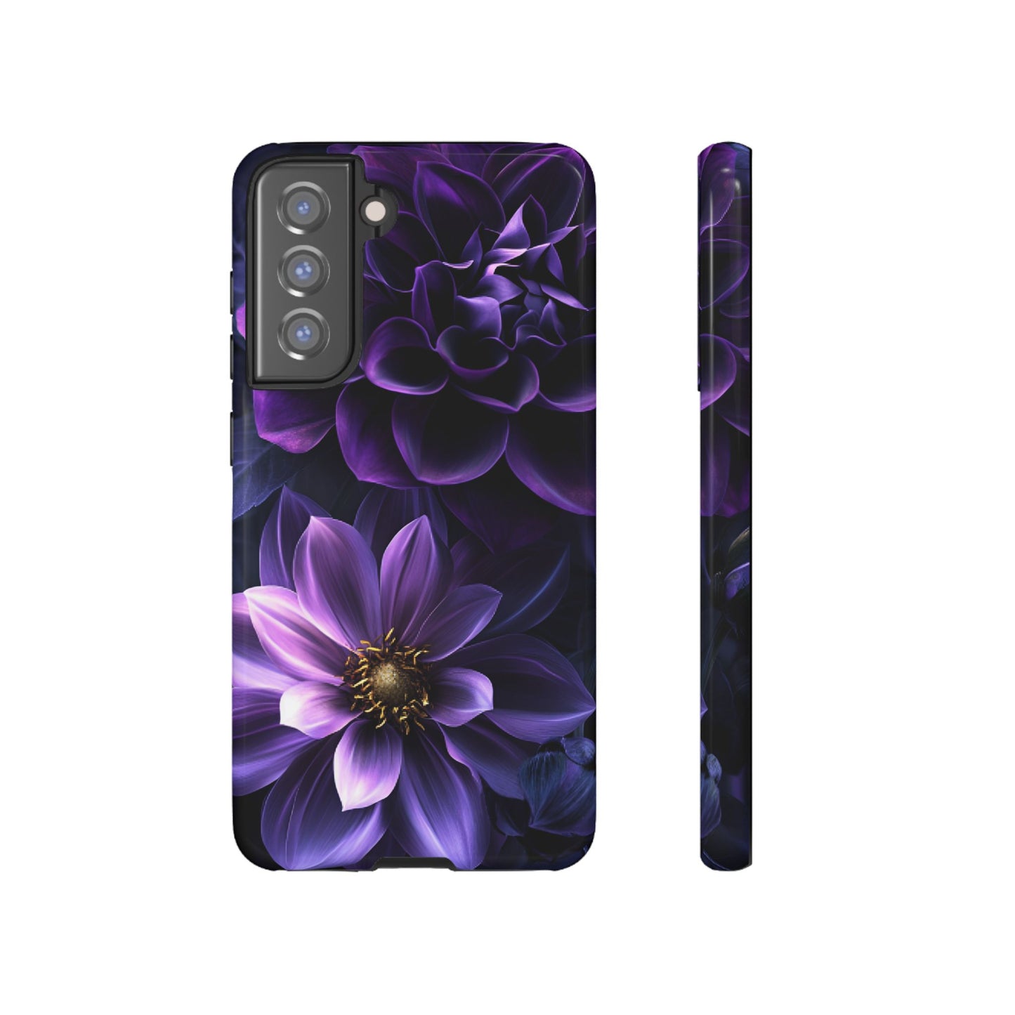 Black and Purple Flowers Phone Case - Dark Gothic Bloom Phone Cases for iPhone 16 15 14 13 12 11, Samsung Galaxy & Google Pixel