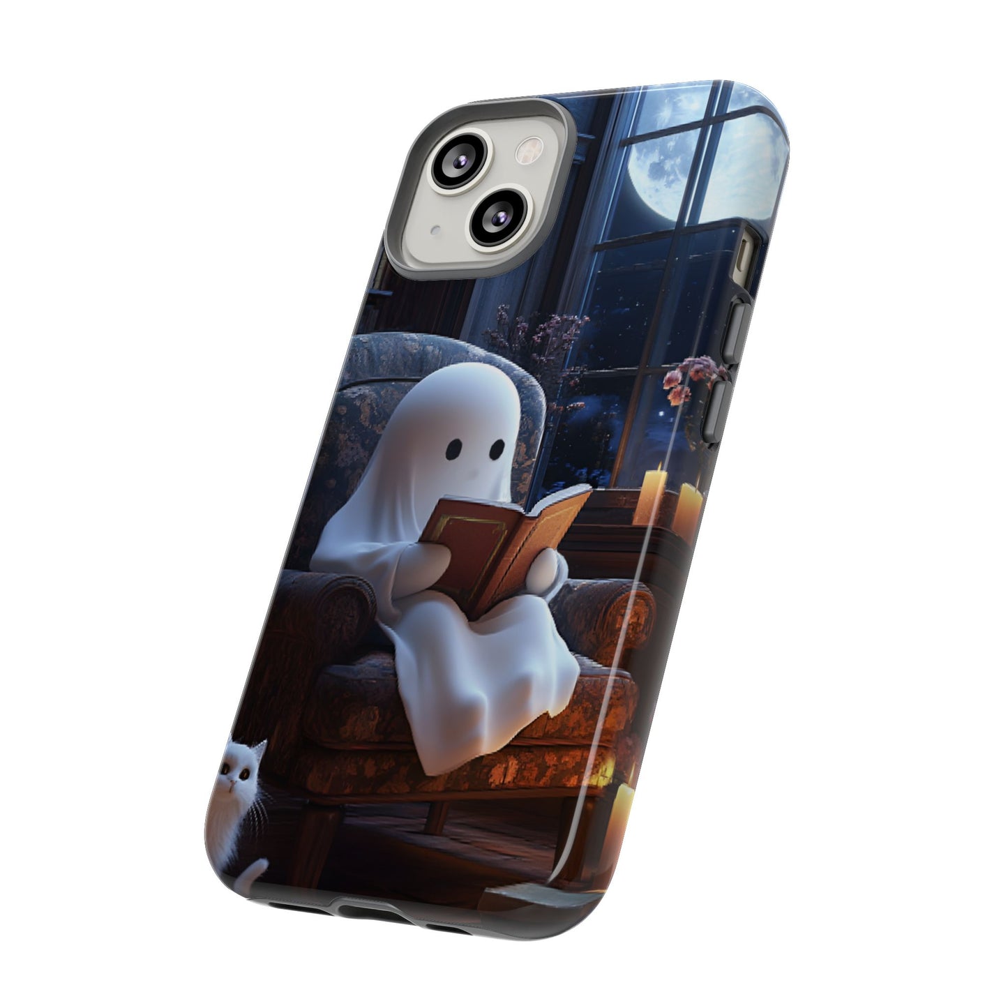 Ghost Reading Book Phone Case - Bookish Halloween Phone Cases - iPhone 16 15 14 13 12 11, Samsung Galaxy & Google Pixel Phone Covers