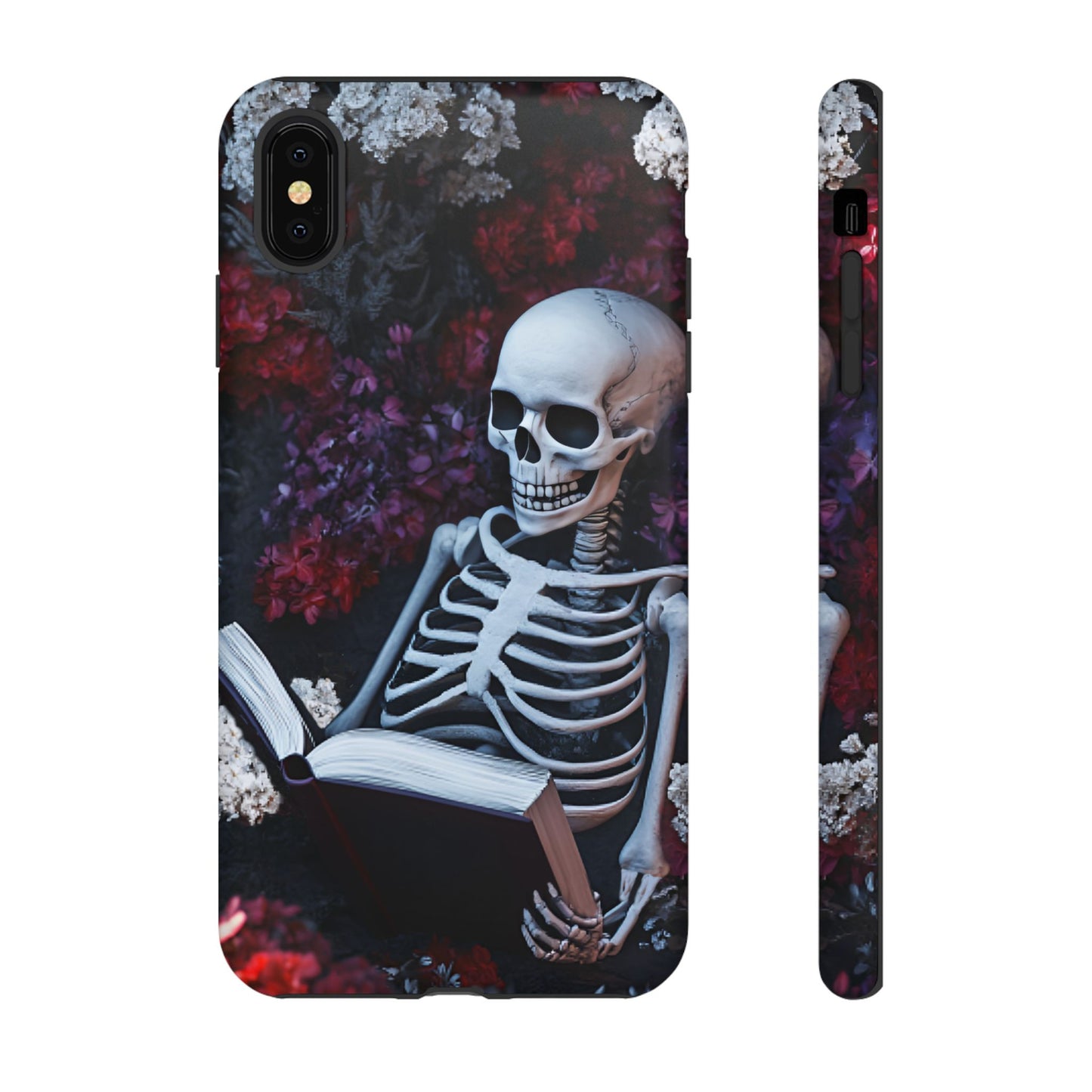 Skeleton Reading Book Phone Case - Bookish Halloween Phone Cases - iPhone 16 15 14 13 12 11, Samsung Galaxy & Google Pixel Phone Covers - Boo and Bewear