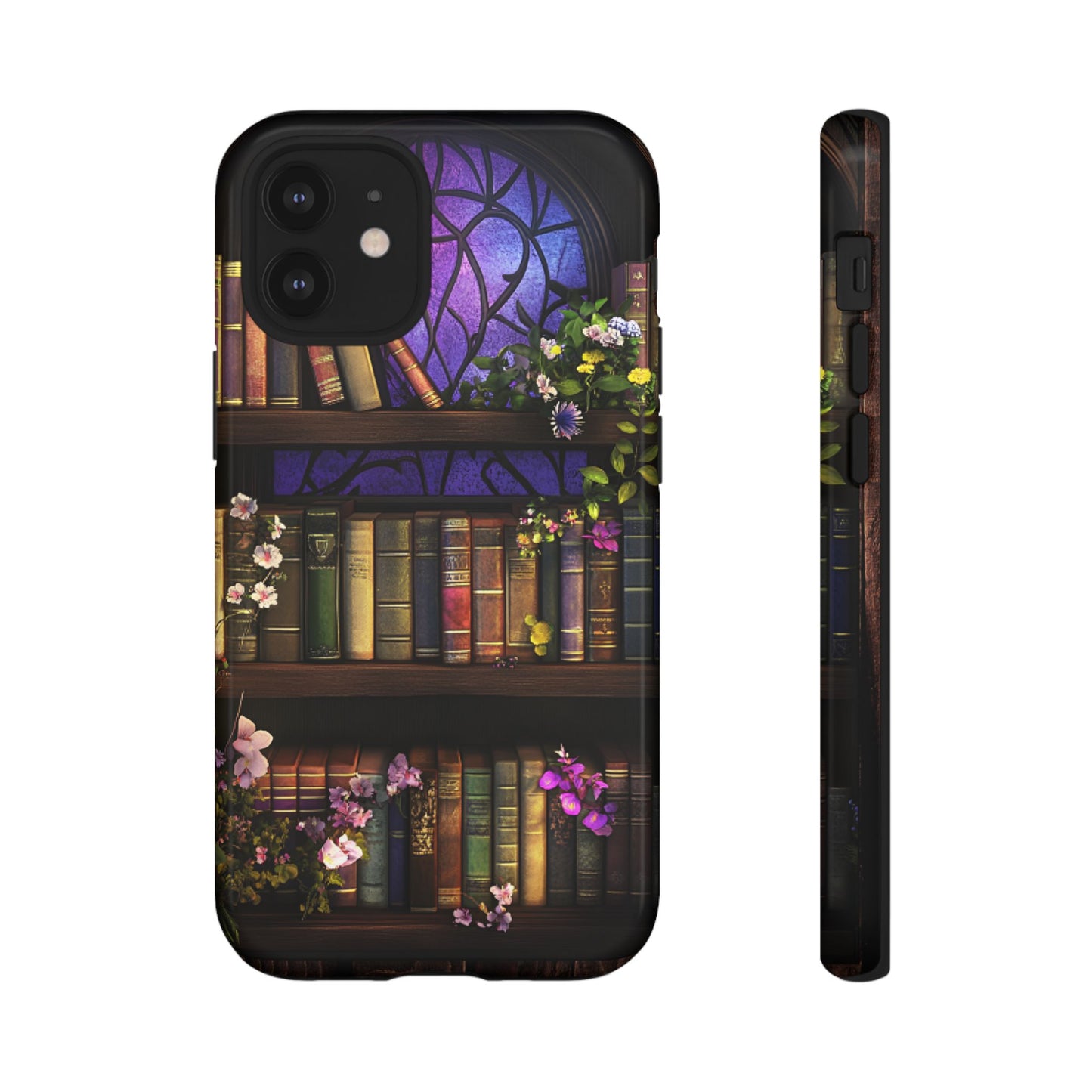 Bookshelf Phone Case - Dark Academia Stained Glass Phone Cases - iPhone 16 15 14 13 12 11, Samsung Galaxy & Google Pixel Phone Covers