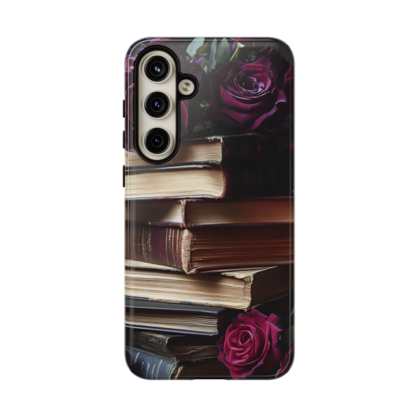 Books and Roses Phone Case - Bookish Dark Academia Phone Cover - iPhone 16 15 14 13 12 11, Samsung Galaxy & Google Pixel Phone Covers