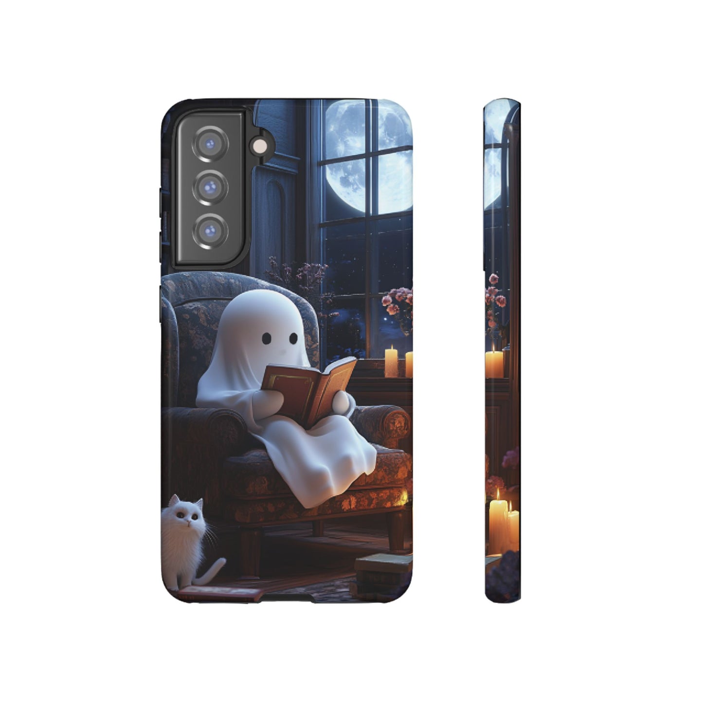 Ghost Reading Book Phone Case - Bookish Halloween Phone Cases for iPhone 16 15 14 13 12 11, Samsung Galaxy & Google Pixel