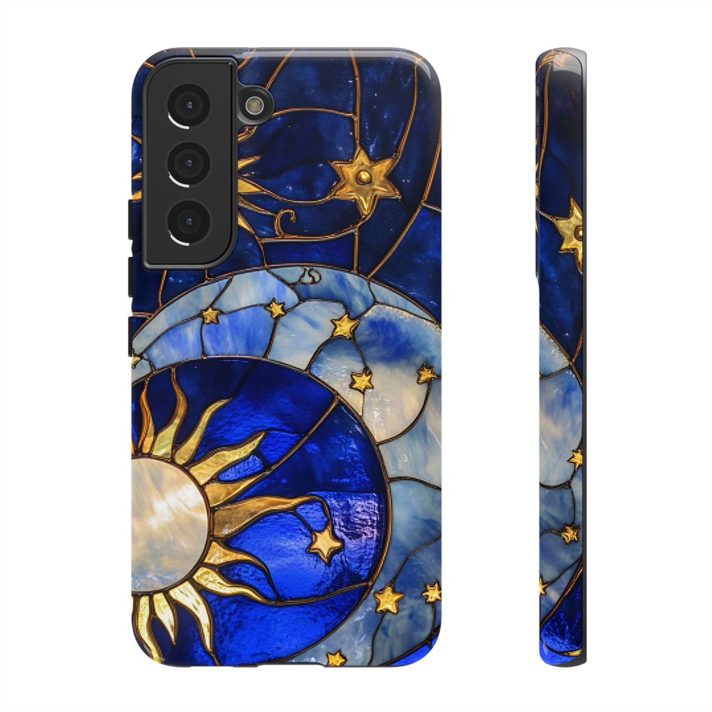 Moon and Sun Stained Glass Phone Case for iPhone 16 15 14 13 12 11, Samsung Galaxy & Google Pixel