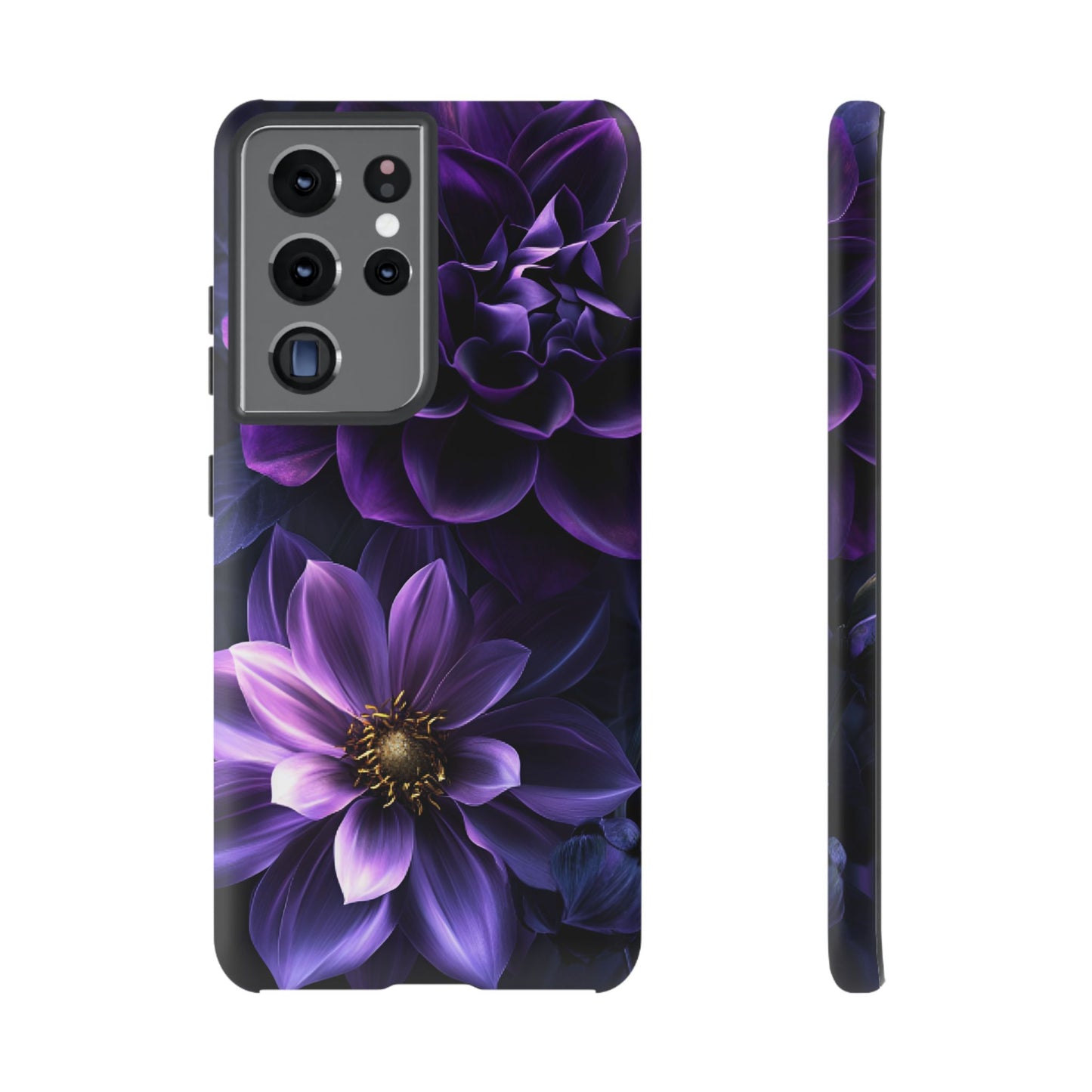 Black and Purple Flowers Phone Case - Dark Gothic Bloom Phone Cases for iPhone 16 15 14 13 12 11, Samsung Galaxy & Google Pixel