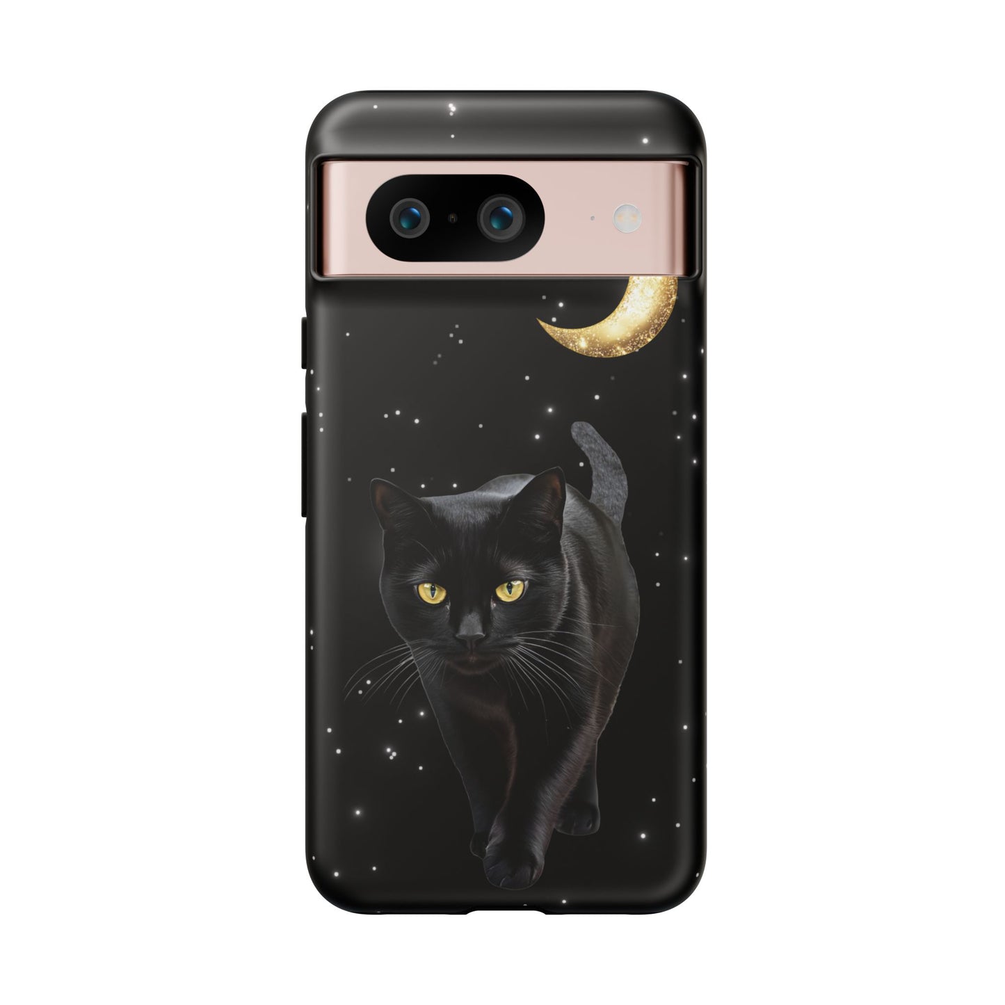 Black Cat and Moon Phone Case - Celestial Cat Lover Phone Cases for iPhone 16 15 14 13 12 11, Samsung Galaxy & Google Pixel