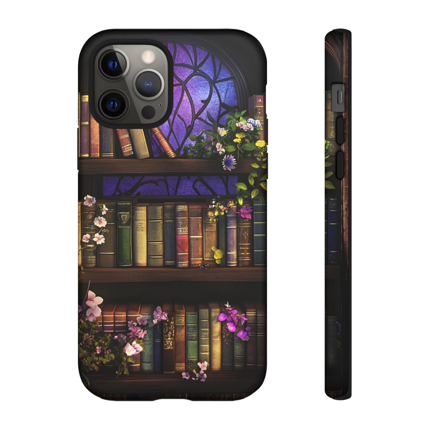 Bookshelf Phone Case - Dark Academia Stained Glass Phone Cases for iPhone 16 15 14 13 12 11, Samsung Galaxy & Google Pixel