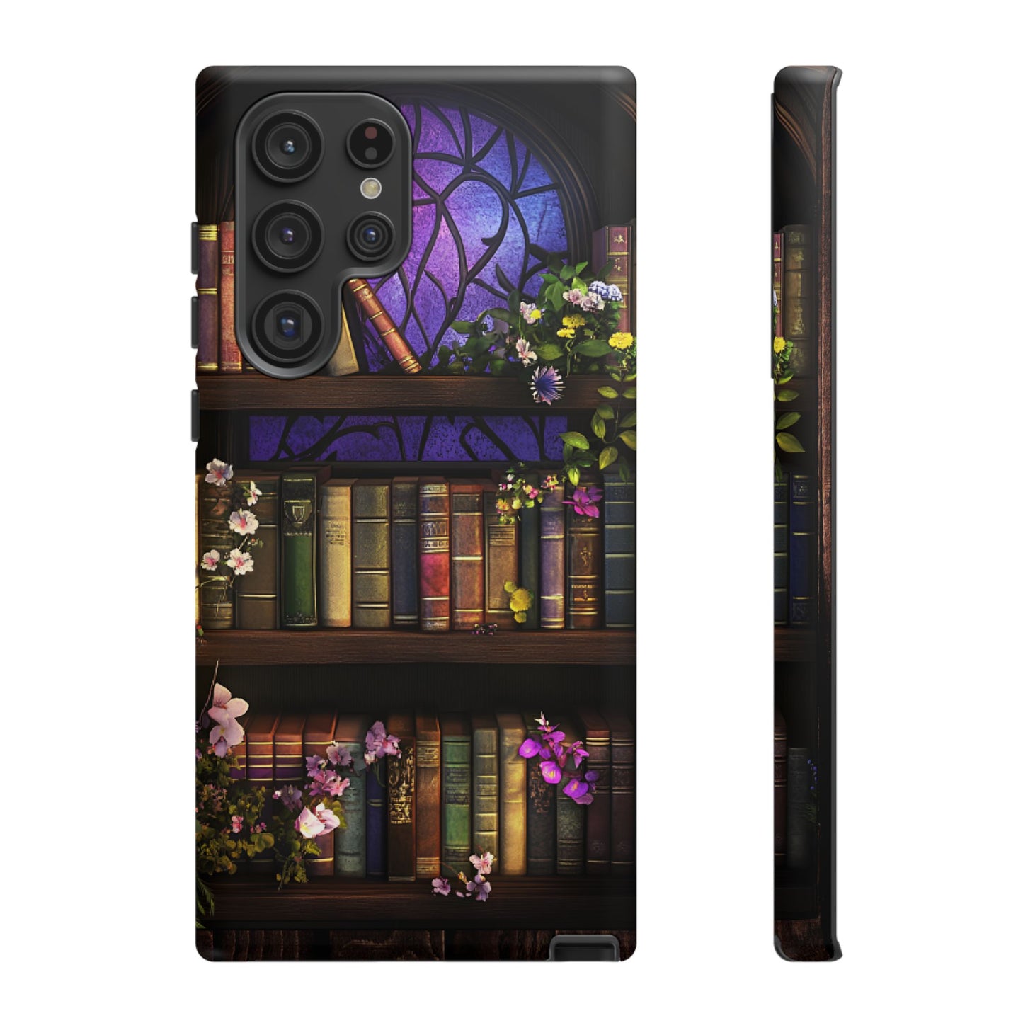 Bookshelf Phone Case - Dark Academia Stained Glass Phone Cases for iPhone 16 15 14 13 12 11, Samsung Galaxy & Google Pixel