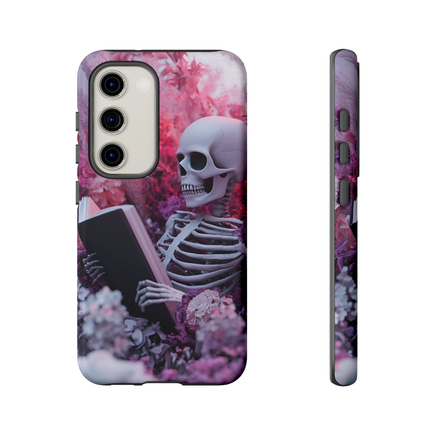 Bookish Skeleton Phone Case - Spooky Floral Halloween Phone Cases for Phone 16 15 14 13 12 11, Samsung Galaxy & Google Pixel