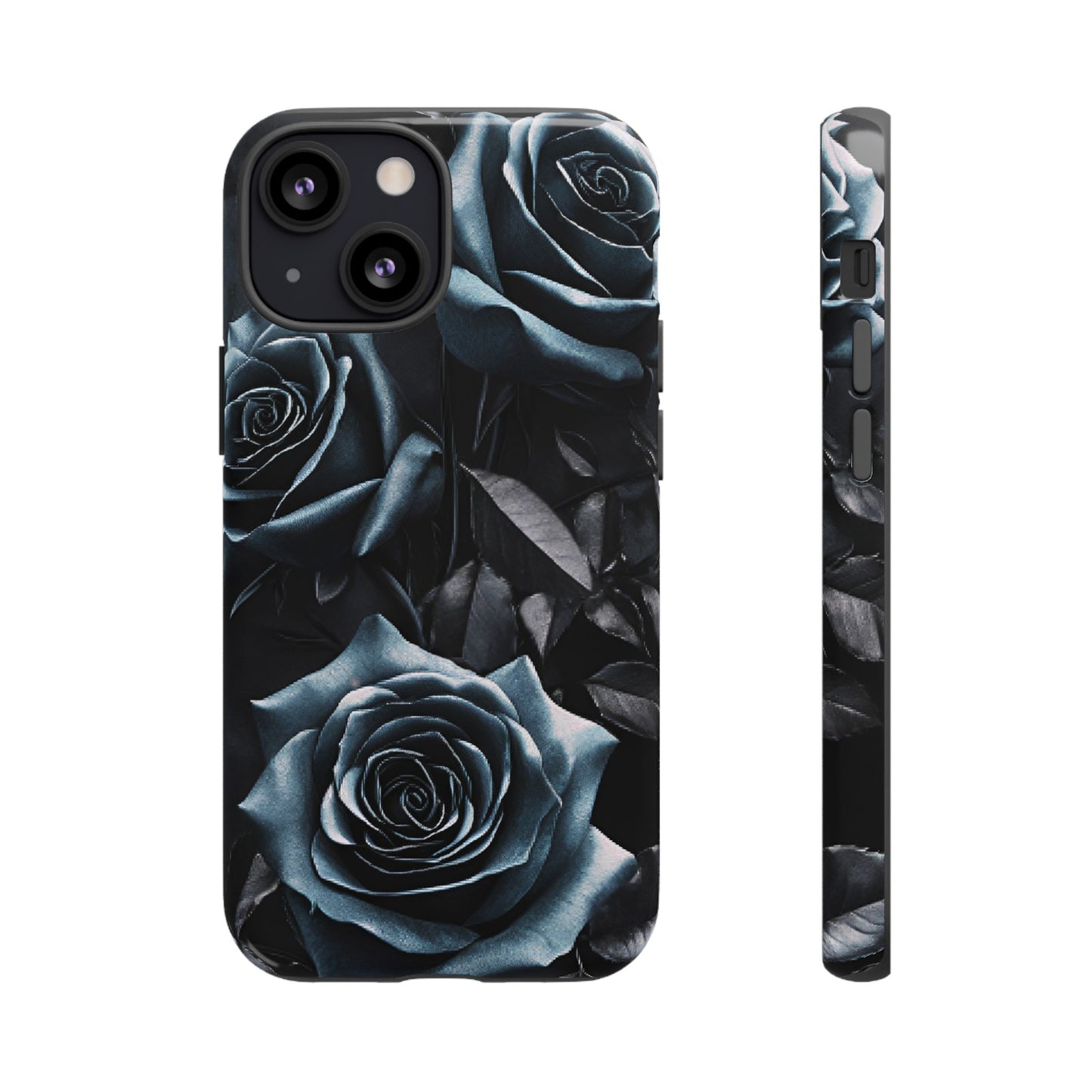 Black and Blue Roses Phone Case - Dark and Moody Gothic Flower Phone Cases - iPhone 16 15 14 13 12 11, Samsung Galaxy & Google Pixel Phone Covers