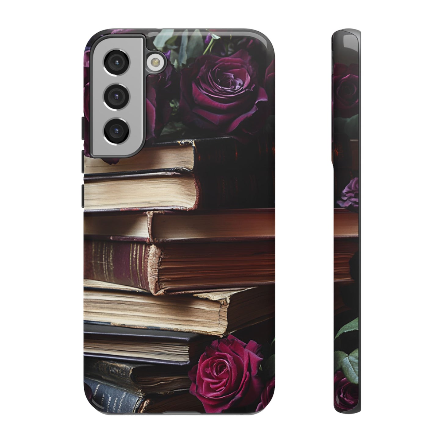 Books and Roses Phone Case - Bookish Dark Academia Phone Cover - iPhone 16 15 14 13 12 11, Samsung Galaxy & Google Pixel Phone Covers