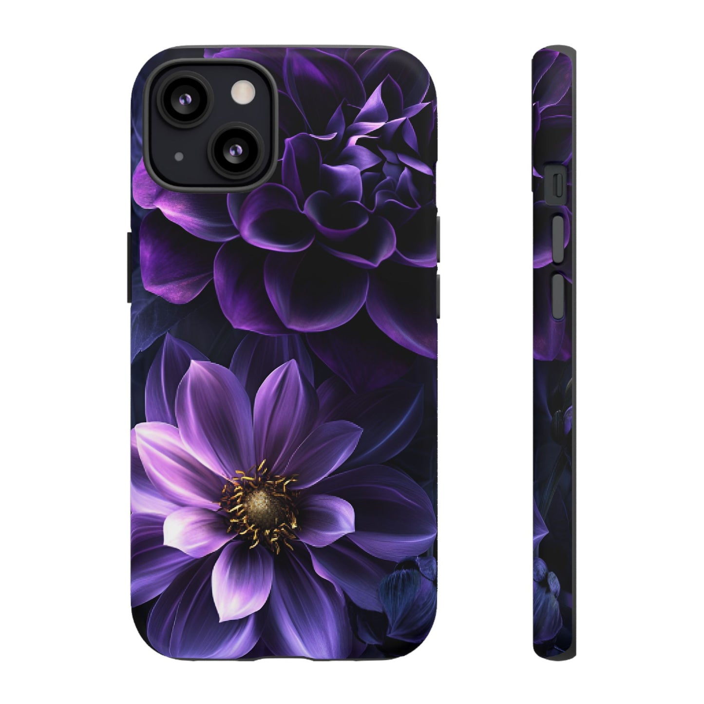 Black and Purple Flowers Phone Case - Dark Gothic Bloom Phone Cases - iPhone 16 15 14 13 12 11, Samsung Galaxy & Google Pixel Phone Covers