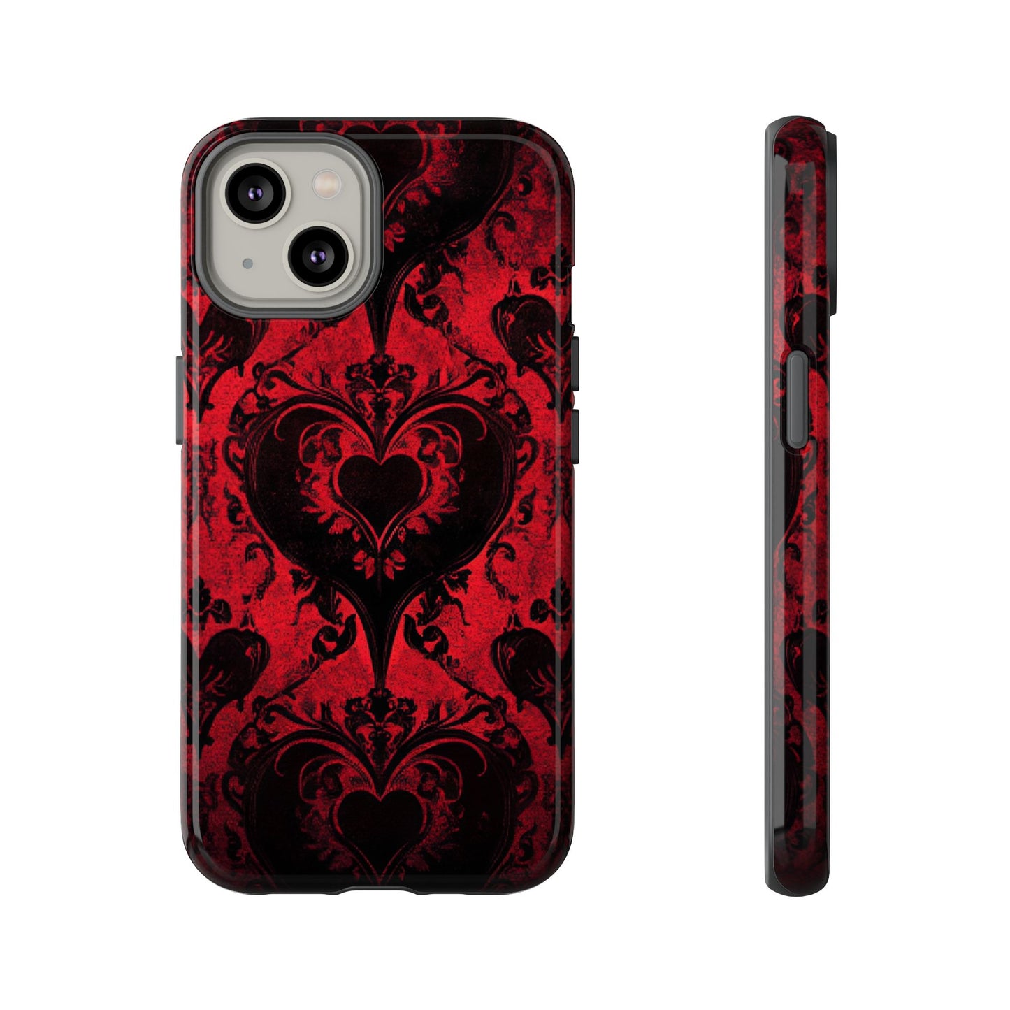 Gothic Dark Romance Phone Case - Black Hearts Phone Cover for iPhone 16 15 14 13 12 11, Samsung Galaxy & Google Pixel