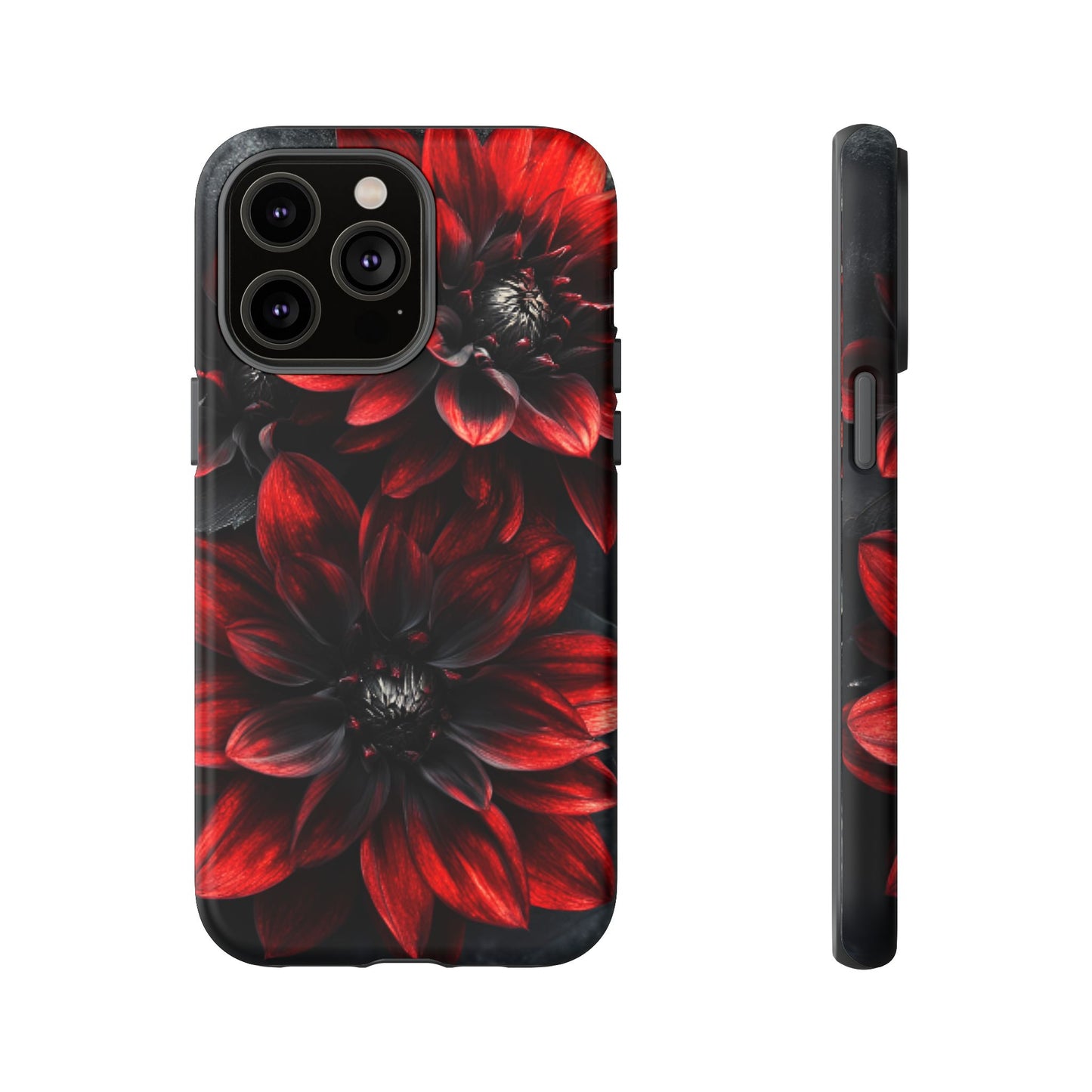 Black and Red Flower Phone Case - Gothic Dark Floral Phone Cases - iPhone 16 15 14 13 12 11, Samsung Galaxy & Google Pixel Phone Covers