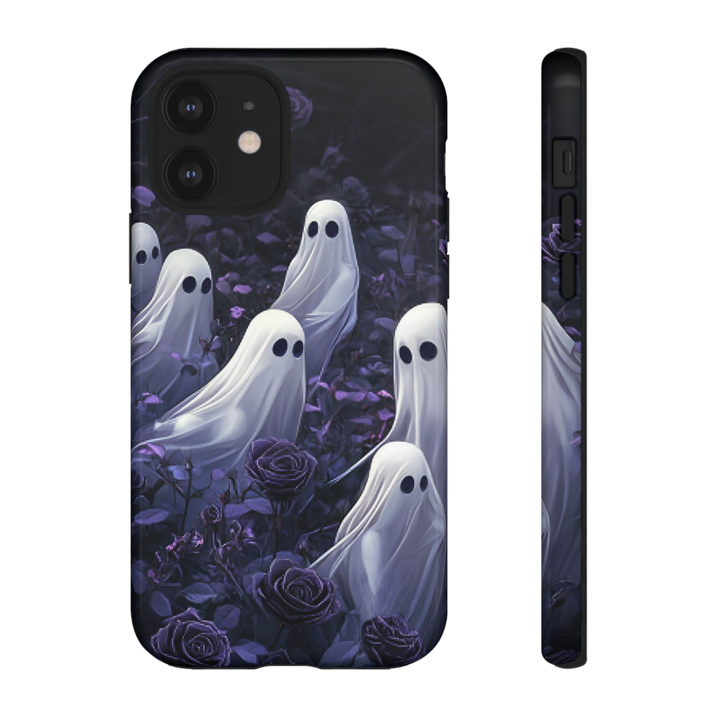 Halloween Phone Case - Ghosts in Purple Rose Garden - iPhone 16 15 14 13 12 11, Samsung Galaxy & Google Pixel Phone Covers