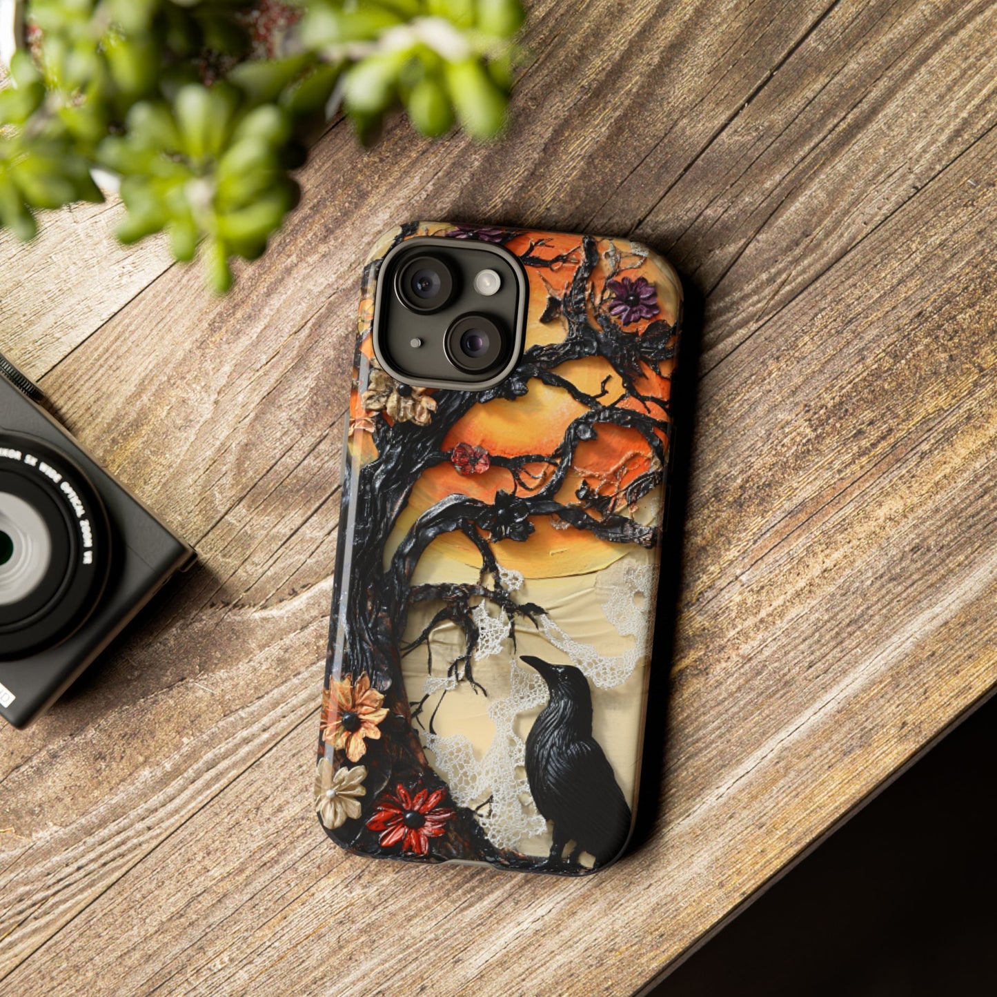 Gothic Raven Phone Case - Fantasy Goth Phone Cases for iPhone 16 15 14 13 12 11, Samsung Galaxy & Google Pixel