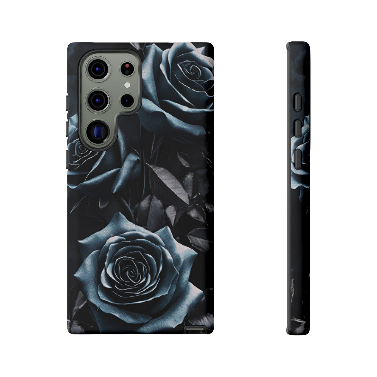 Black and Blue Roses Phone Case - Dark and Moody Gothic Flower Phone Cases for iPhone 16 15 14 13 12 11, Samsung Galaxy & Google Pixel