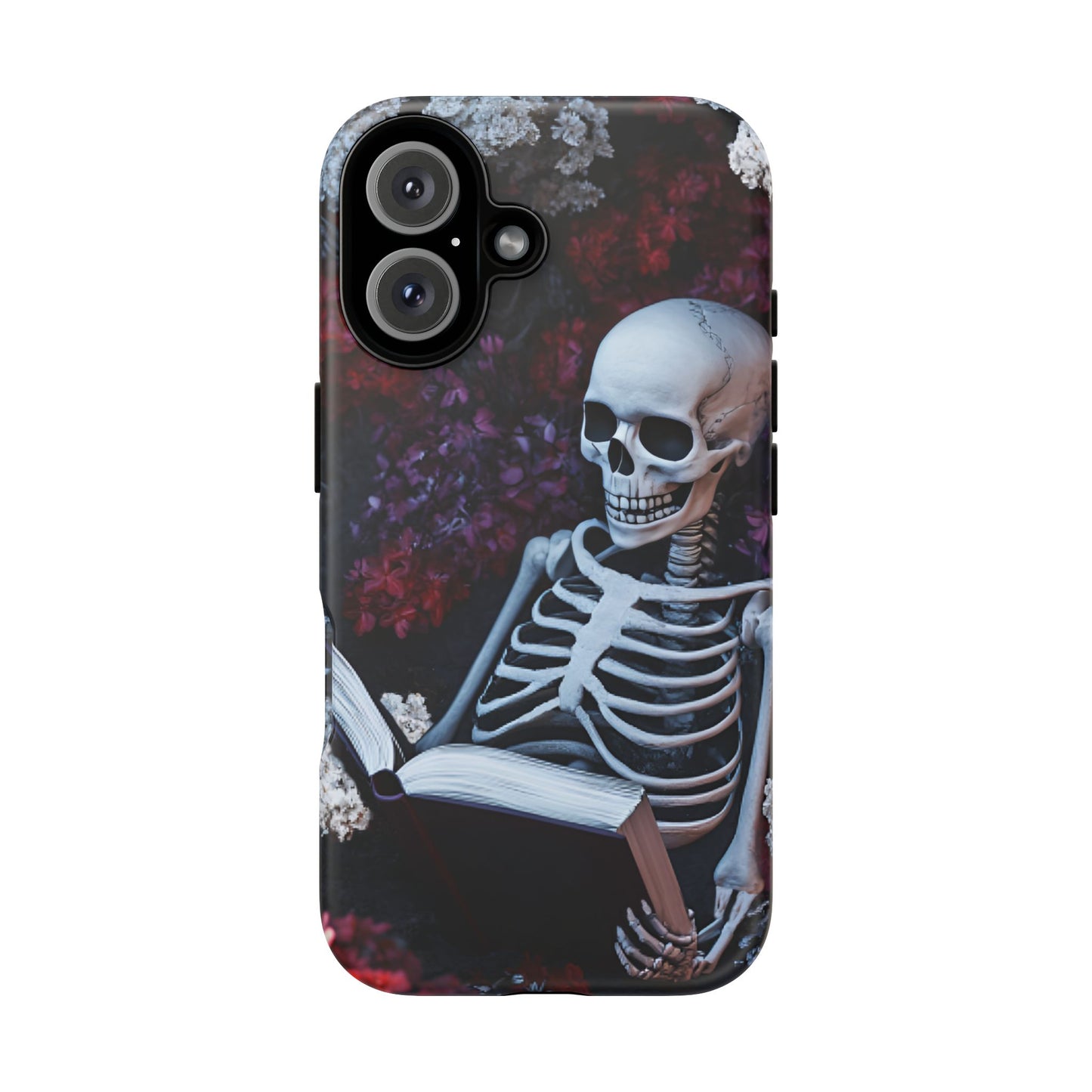 Skeleton Reading Book Phone Case - Bookish Halloween Phone Cases - iPhone 16 15 14 13 12 11, Samsung Galaxy & Google Pixel Phone Covers