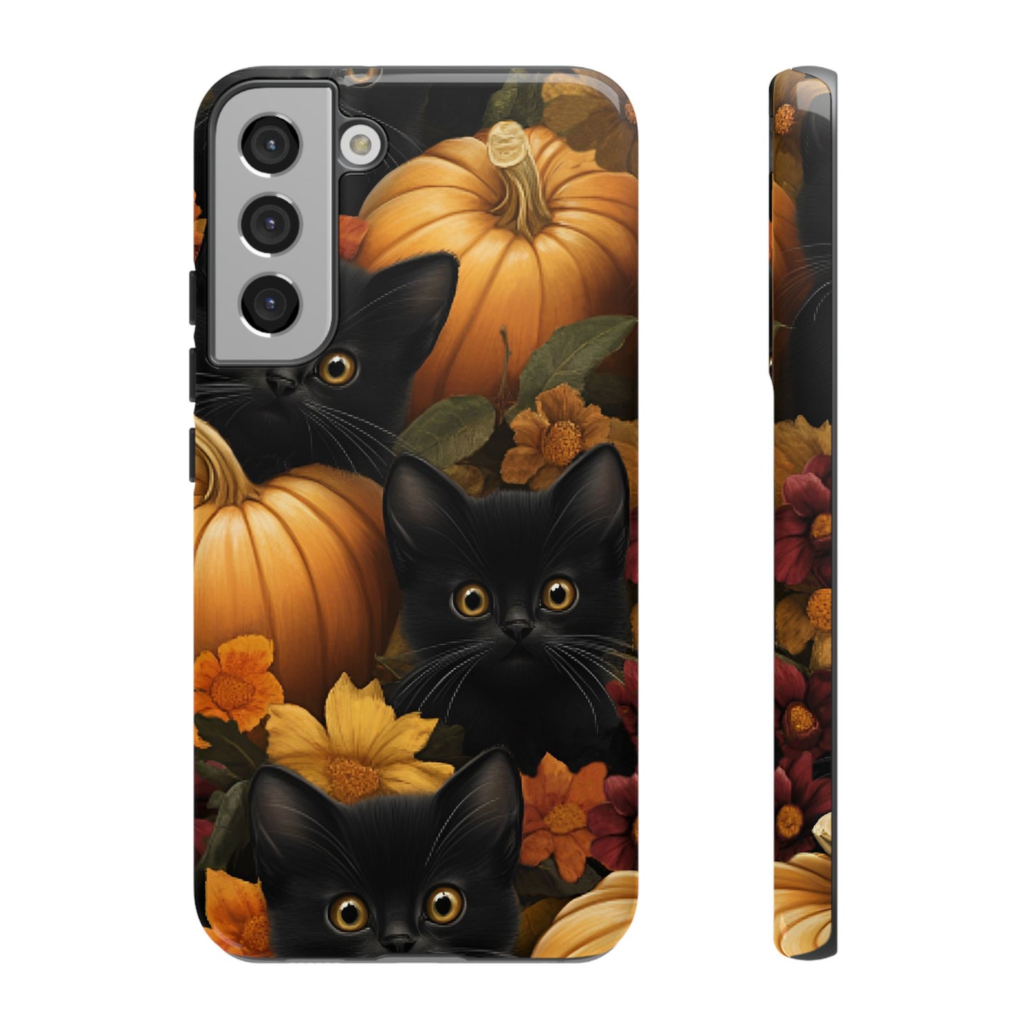 Black Cats and Pumpkins Phone Case - Cute Halloween Phone Cases - iPhone 16 15 14 13 12 11, Samsung Galaxy & Google Pixel Phone Covers