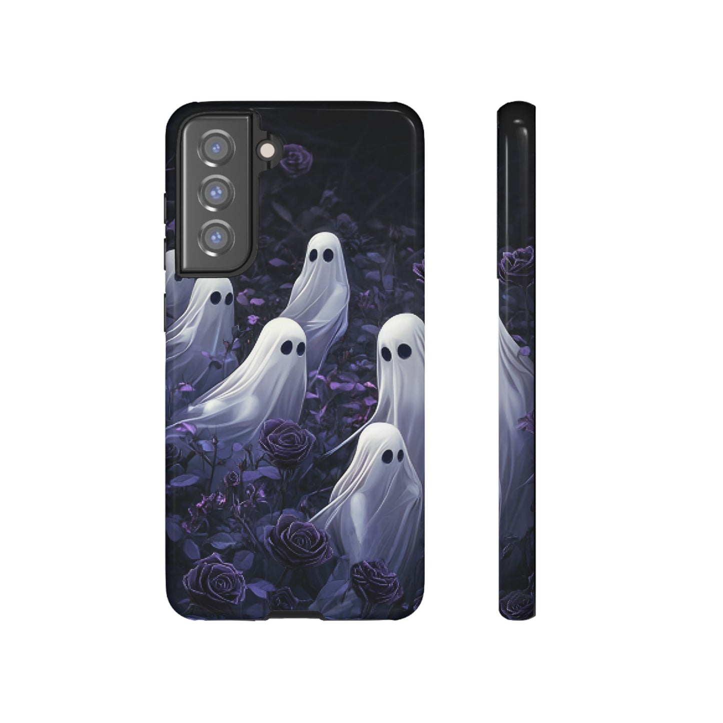 Halloween Phone Case - Ghosts in Purple Rose Garden for iPhone 16 15 14 13 12 11, Samsung Galaxy & Google Pixel Phone Covers