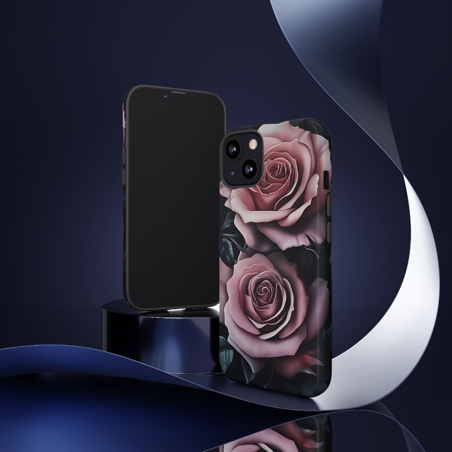 Pastel Goth Roses Phone Case - Gothic Black and Pink Flowers Phone Cases - iPhone 16 15 14 13 12 11, Samsung Galaxy & Google Pixel Phone Covers