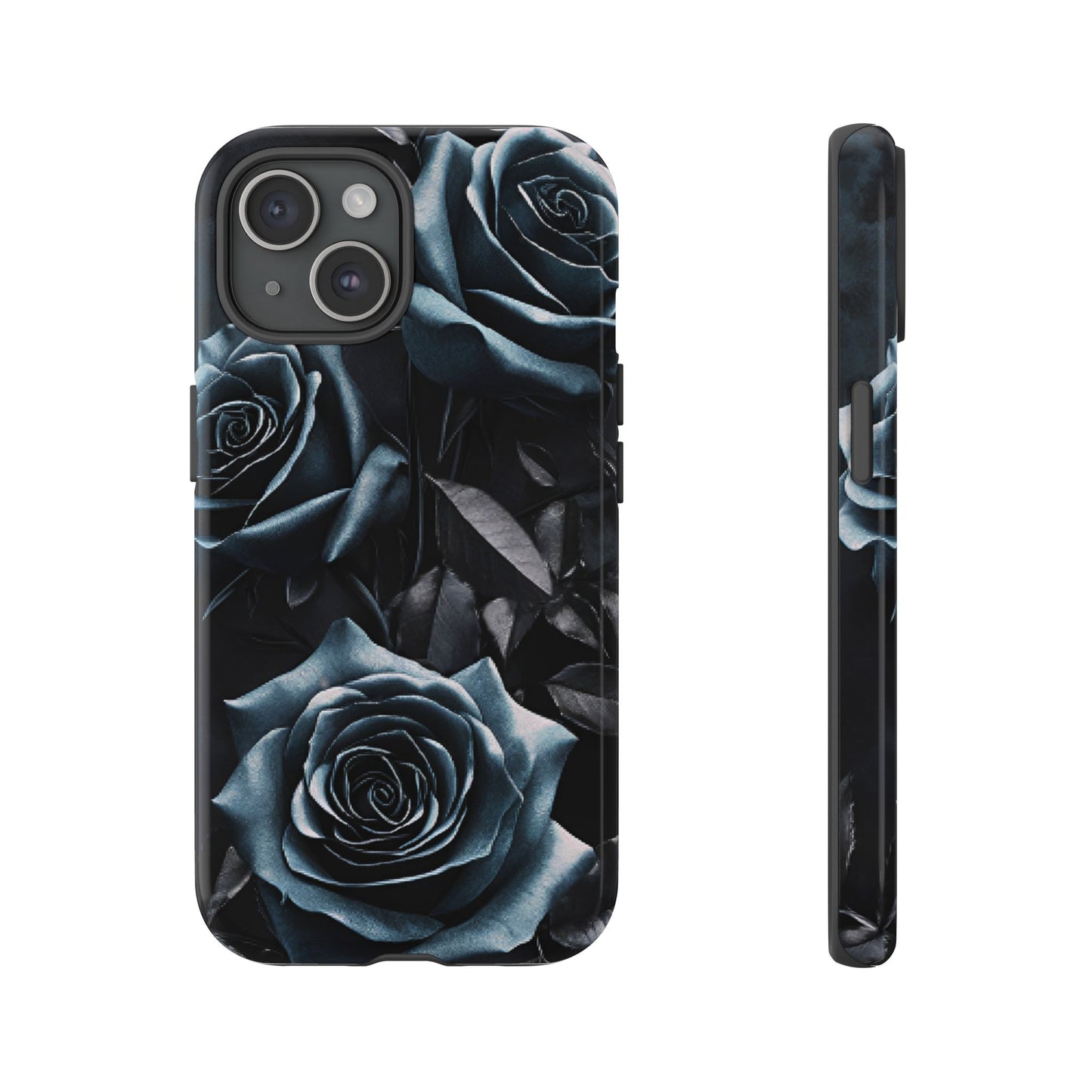 Black and Blue Roses Phone Case - Dark and Moody Gothic Flower Phone Cases for iPhone 16 15 14 13 12 11, Samsung Galaxy & Google Pixel