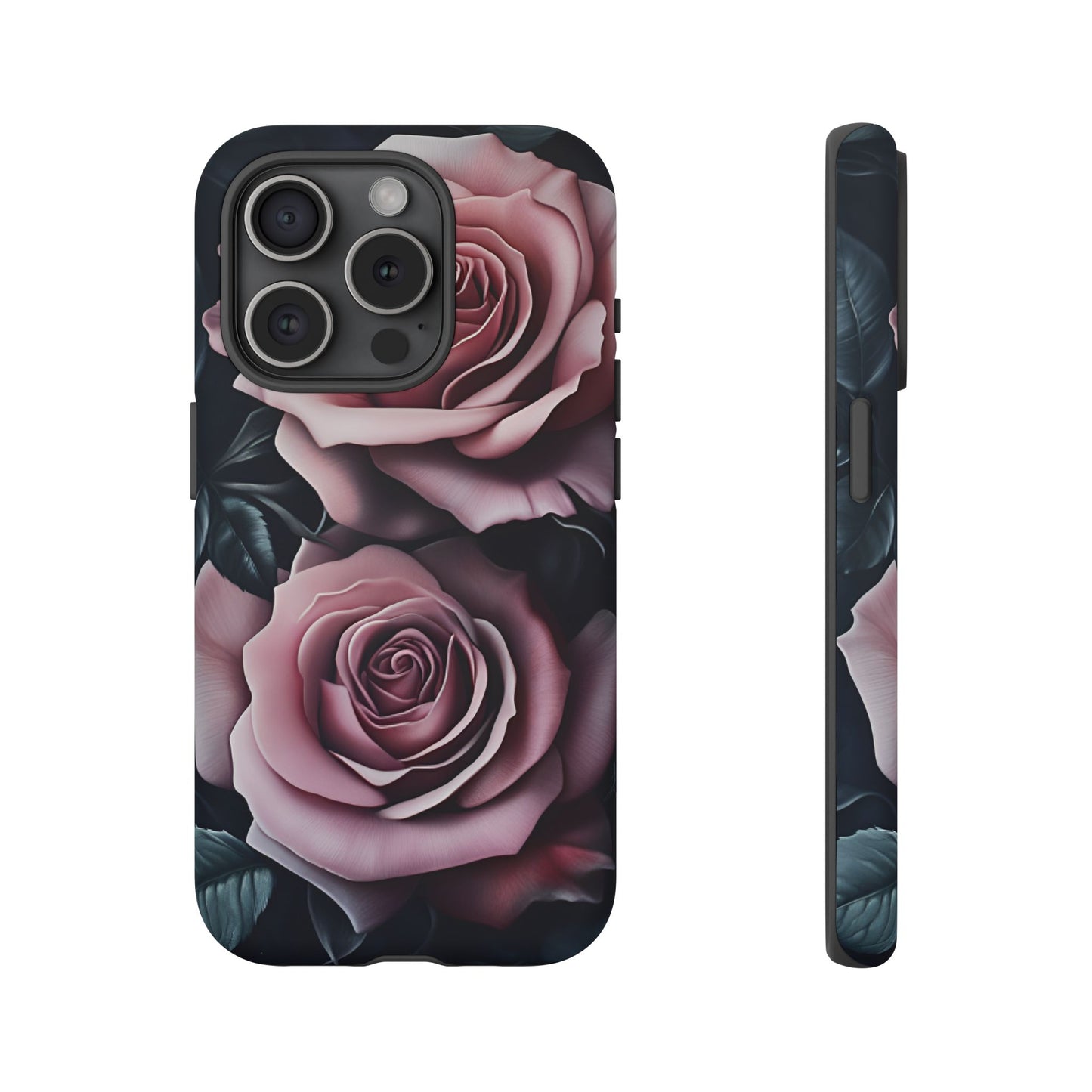 Pastel Goth Roses Phone Case - Gothic Black and Pink Flowers Phone Cases - iPhone 16 15 14 13 12 11, Samsung Galaxy & Google Pixel Phone Covers