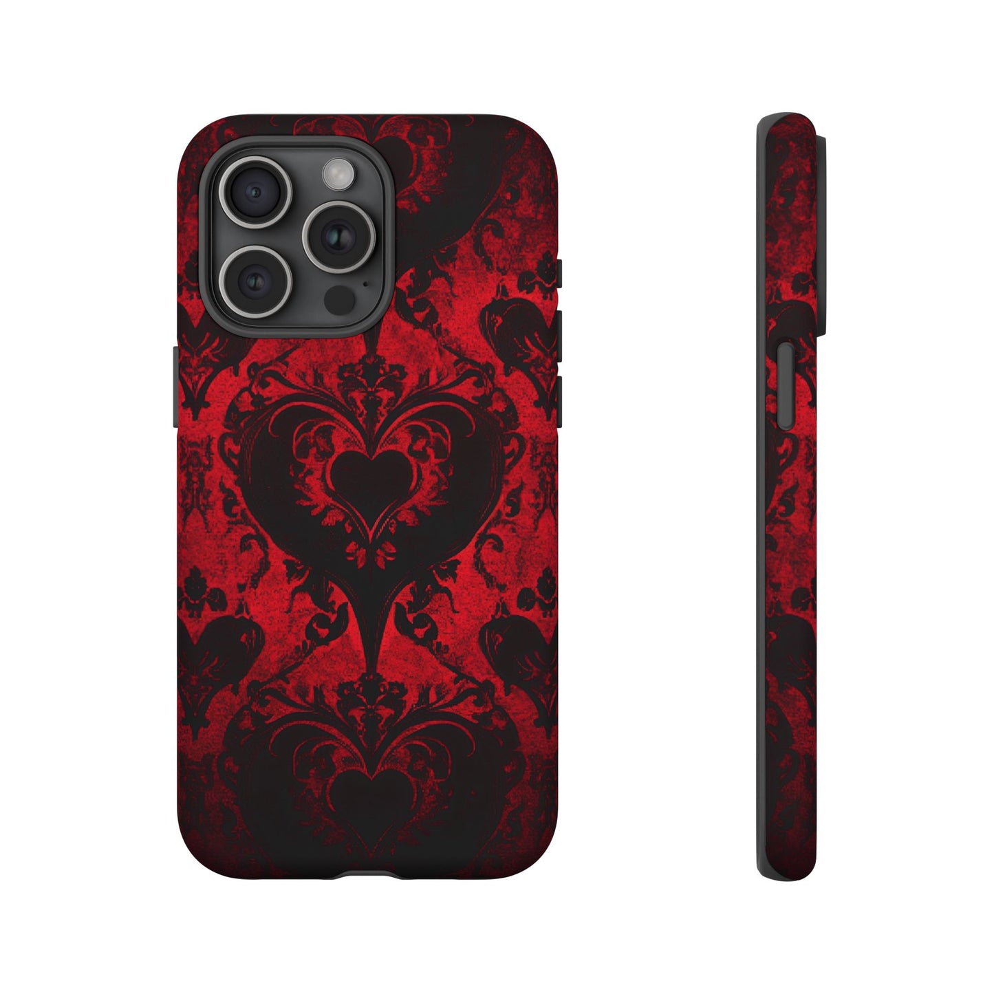 Gothic Dark Romance Phone Case - Black Hearts Phone Cover - iPhone 16 15 14 13 12 11, Samsung Galaxy & Google Pixel Phone Covers