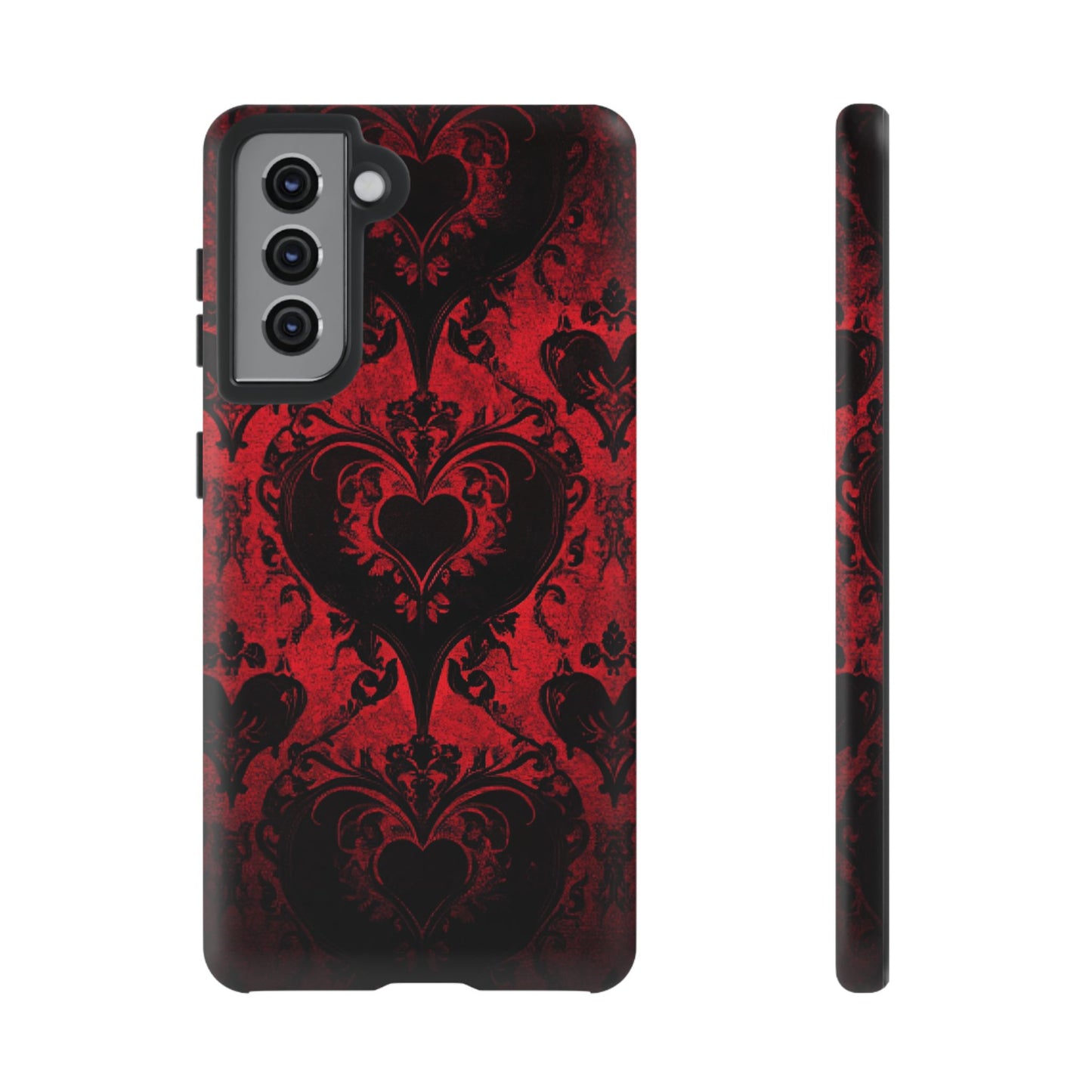 Gothic Dark Romance Phone Case - Black Hearts Phone Cover for iPhone 16 15 14 13 12 11, Samsung Galaxy & Google Pixel