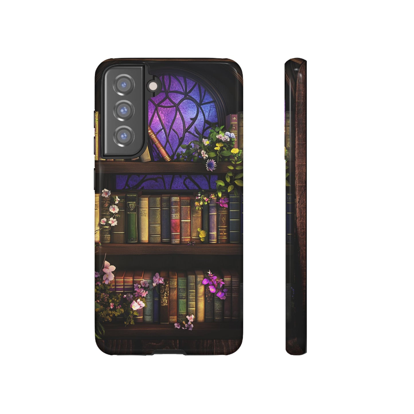 Bookshelf Phone Case - Dark Academia Stained Glass Phone Cases for iPhone 16 15 14 13 12 11, Samsung Galaxy & Google Pixel