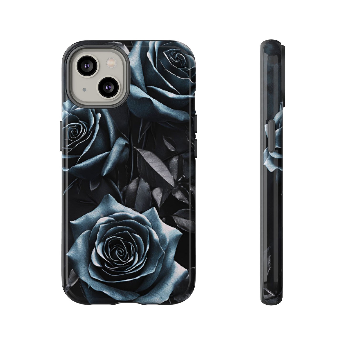 Black and Blue Roses Phone Case - Dark and Moody Gothic Flower Phone Cases for iPhone 16 15 14 13 12 11, Samsung Galaxy & Google Pixel