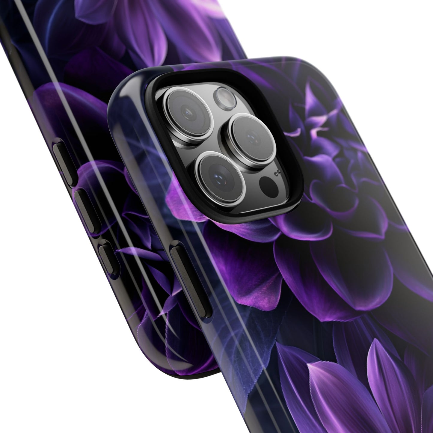 Black and Purple Flowers Phone Case - Dark Gothic Bloom Phone Cases for iPhone 16 15 14 13 12 11, Samsung Galaxy & Google Pixel