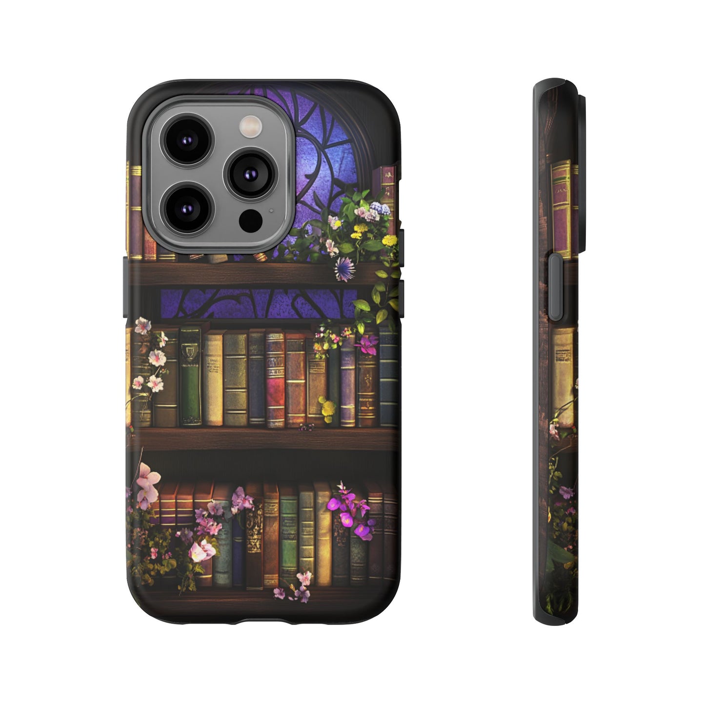 Bookshelf Phone Case - Dark Academia Stained Glass Phone Cases for iPhone 16 15 14 13 12 11, Samsung Galaxy & Google Pixel