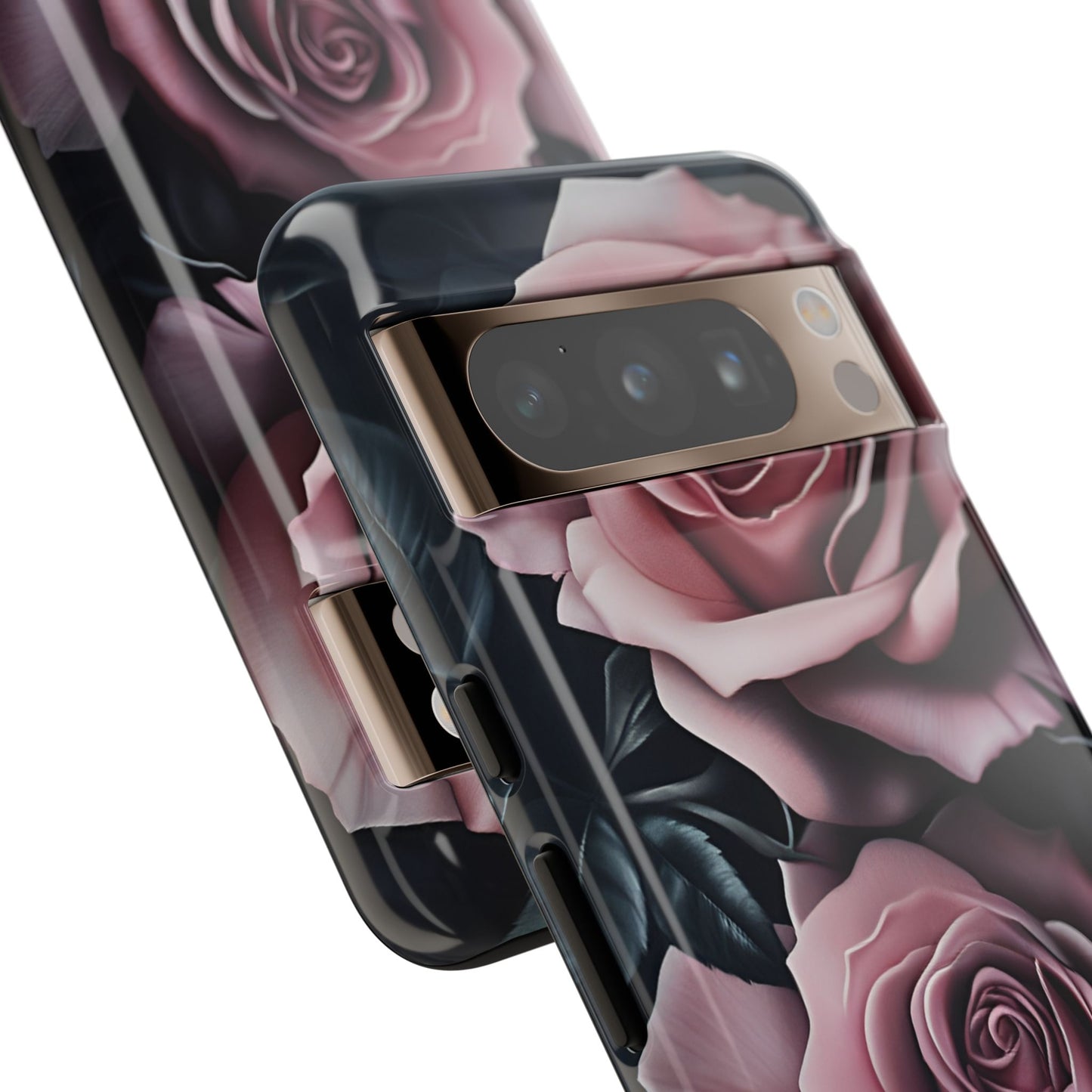 Pastel Goth Roses Phone Case - Gothic Black and Pink Flowers Phone Cases - iPhone 16 15 14 13 12 11, Samsung Galaxy & Google Pixel Phone Covers