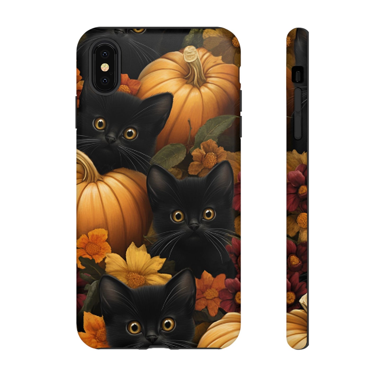 Black Cats and Pumpkins Phone Case - Cute Halloween Phone Cases for iPhone 16 15 14 13 12 11, Samsung Galaxy & Google Pixel