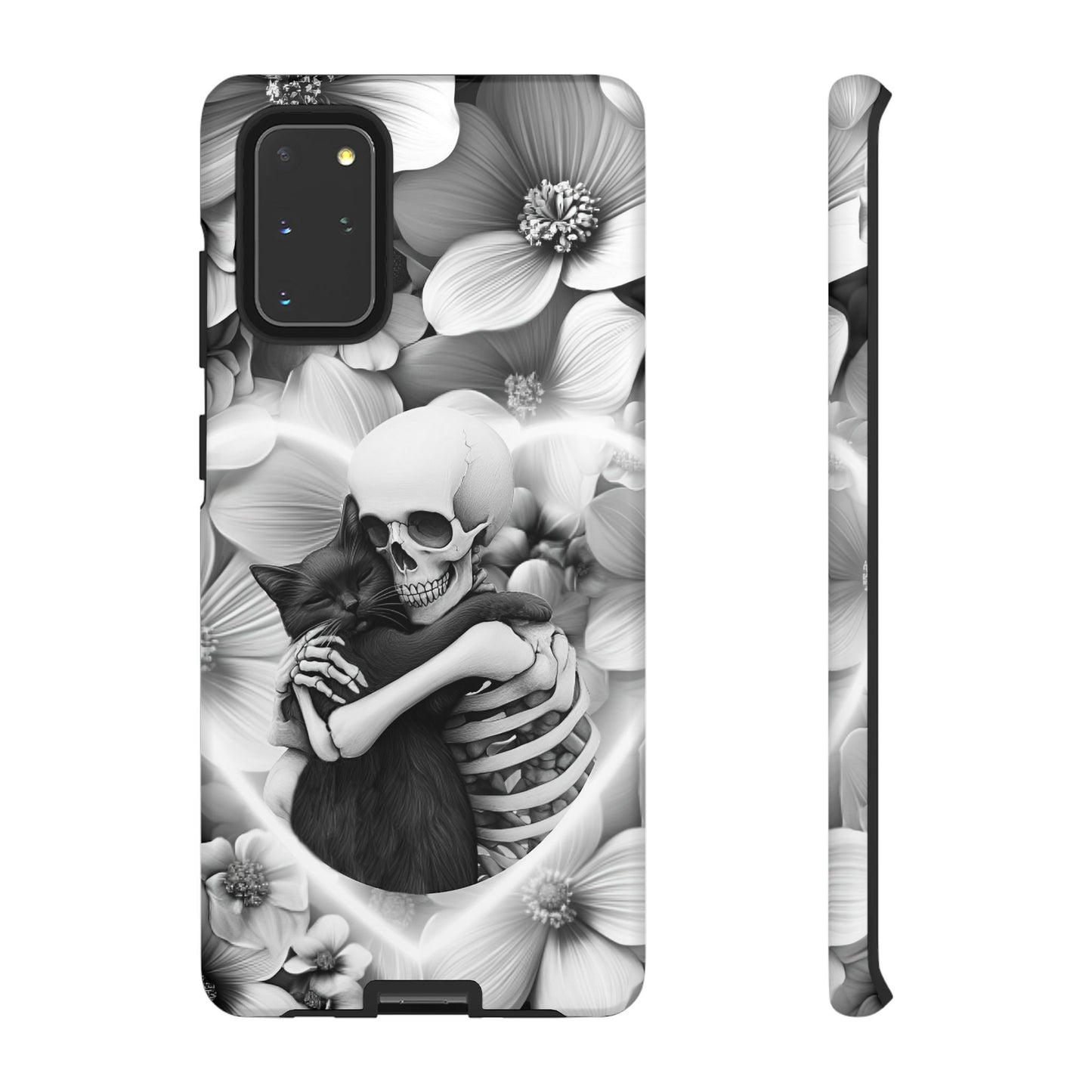 Skeleton & Black Cat Phone Case - Aesthetic Cat Lover Phone Cases- iPhone 16 15 14 13 12 11, Samsung Galaxy & Google Pixel Phone Covers