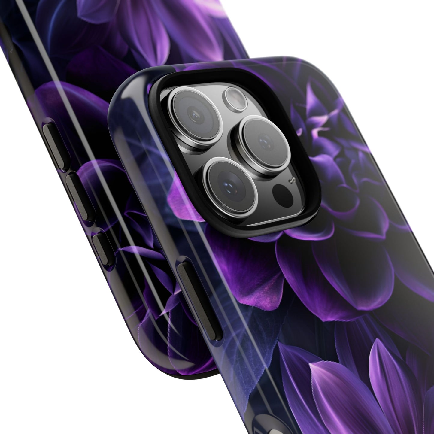 Black and Purple Flowers Phone Case - Dark Gothic Bloom Phone Cases for iPhone 16 15 14 13 12 11, Samsung Galaxy & Google Pixel