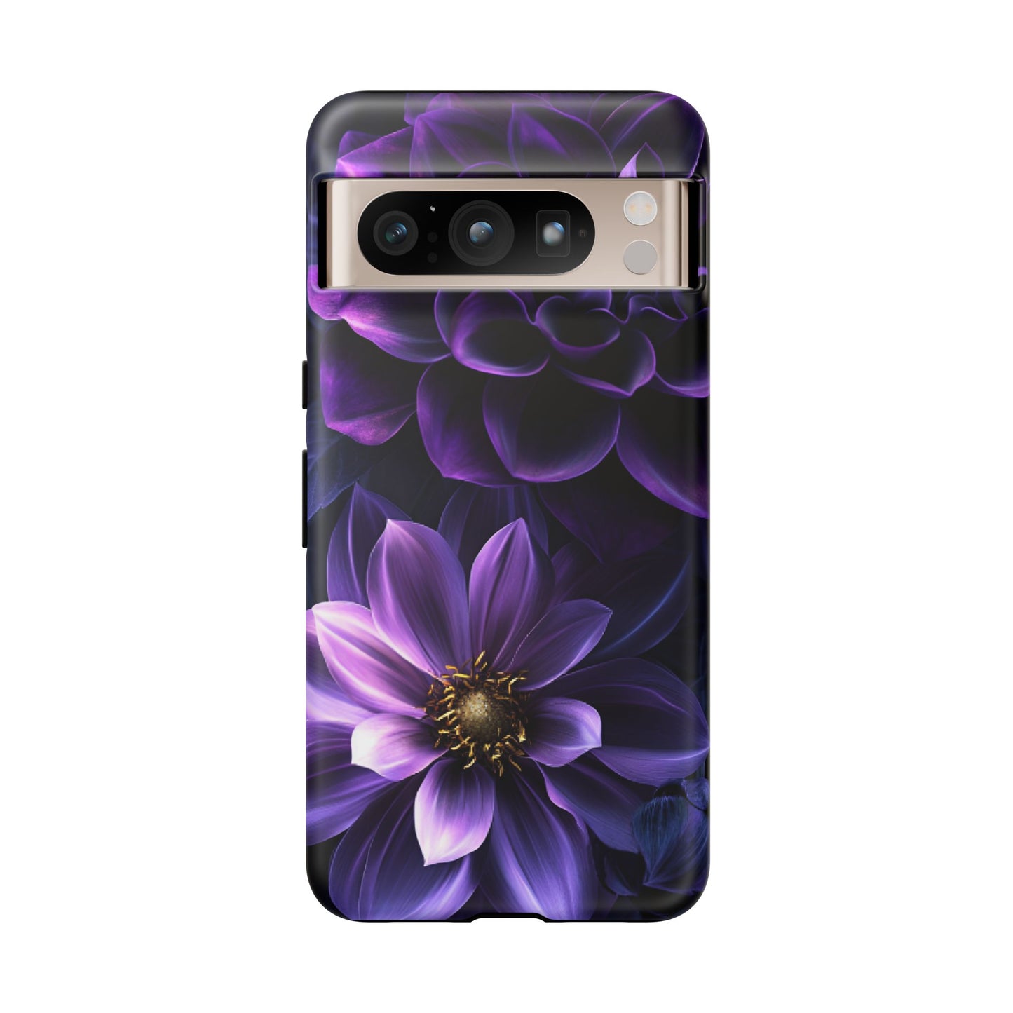 Black and Purple Flowers Phone Case - Dark Gothic Bloom Phone Cases - iPhone 16 15 14 13 12 11, Samsung Galaxy & Google Pixel Phone Covers