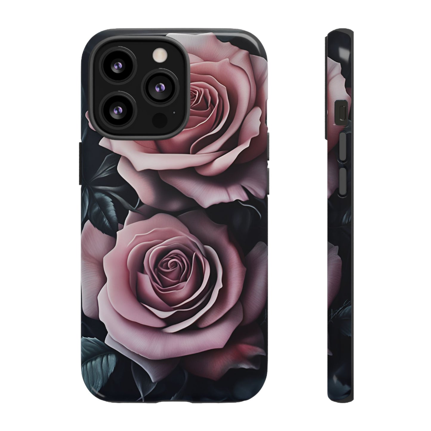 Pastel Goth Roses Phone Case - Gothic Black and Pink Flowers Phone Cases - iPhone 16 15 14 13 12 11, Samsung Galaxy & Google Pixel Phone Covers