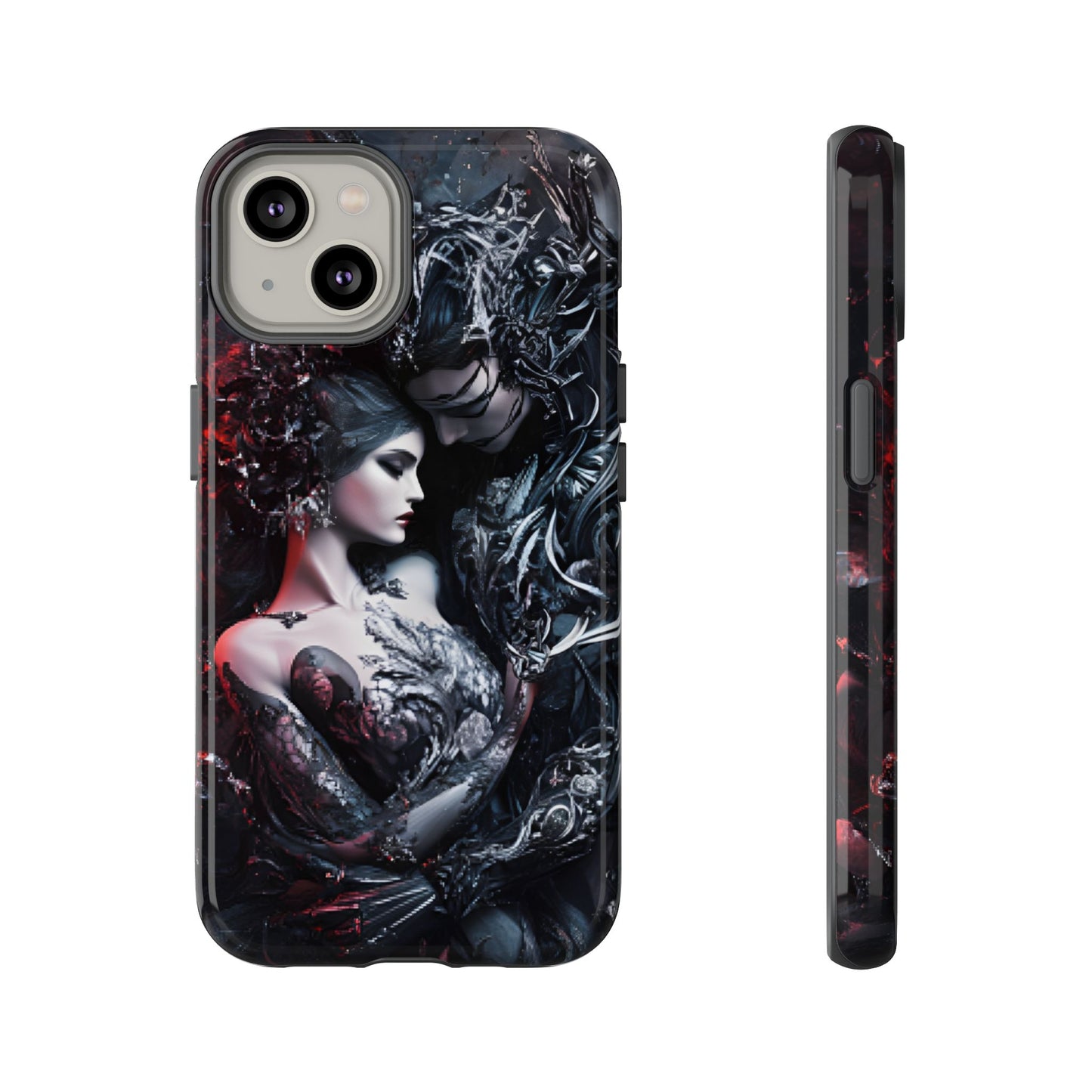 Gothic Couple Phone Case - Victorian Goth Valentine's Day Phone Cases for iPhone 16 15 14 13 12 11, Samsung Galaxy & Google Pixel