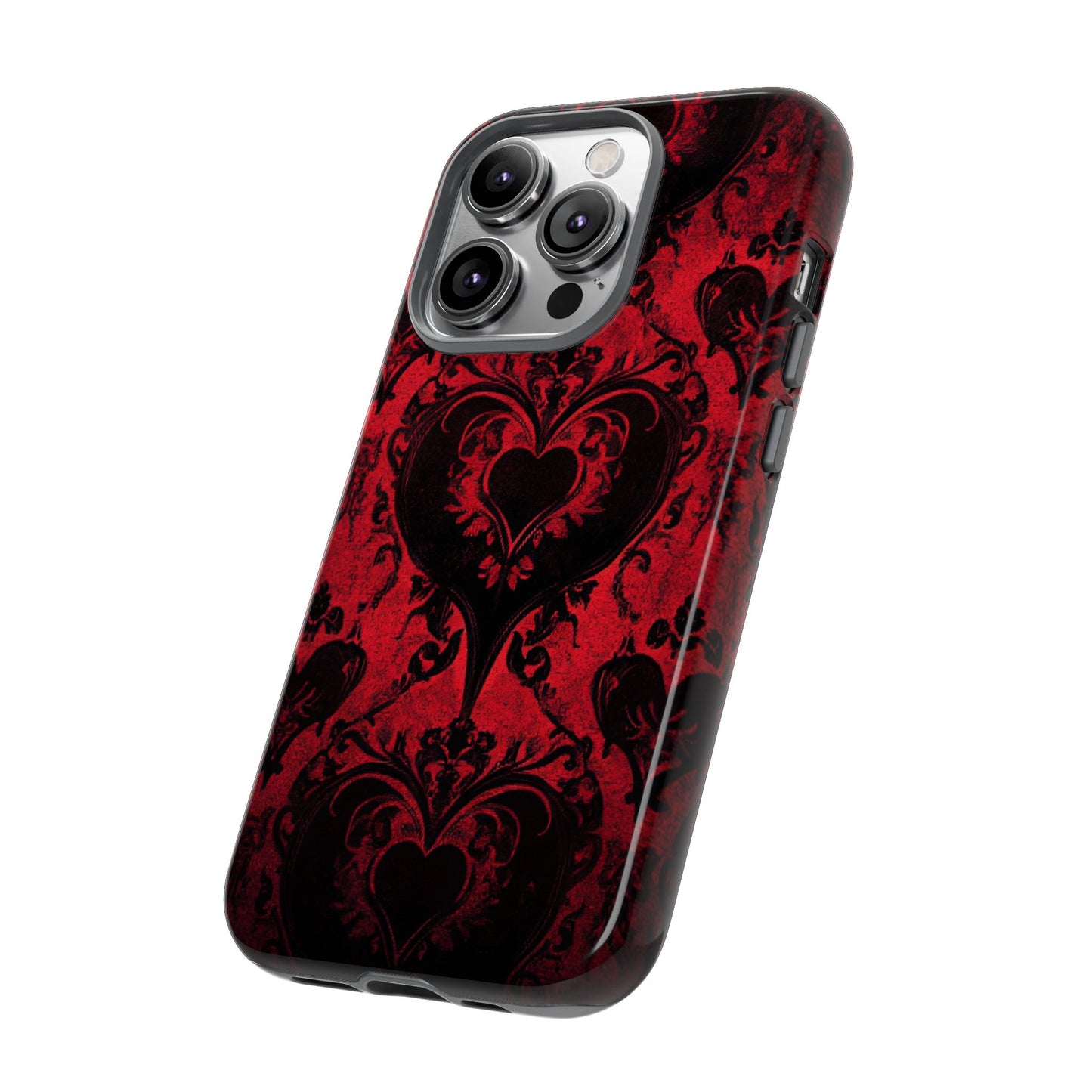 Gothic Dark Romance Phone Case - Black Hearts Phone Cover - iPhone 16 15 14 13 12 11, Samsung Galaxy & Google Pixel Phone Covers