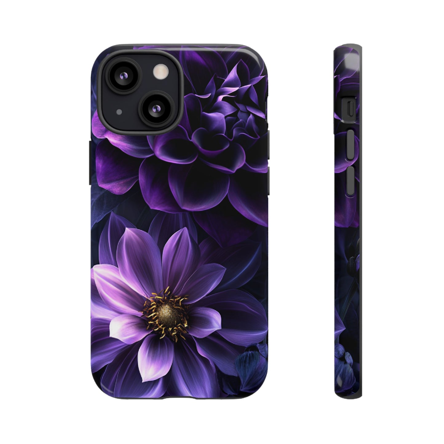 Black and Purple Flowers Phone Case - Dark Gothic Bloom Phone Cases for iPhone 16 15 14 13 12 11, Samsung Galaxy & Google Pixel