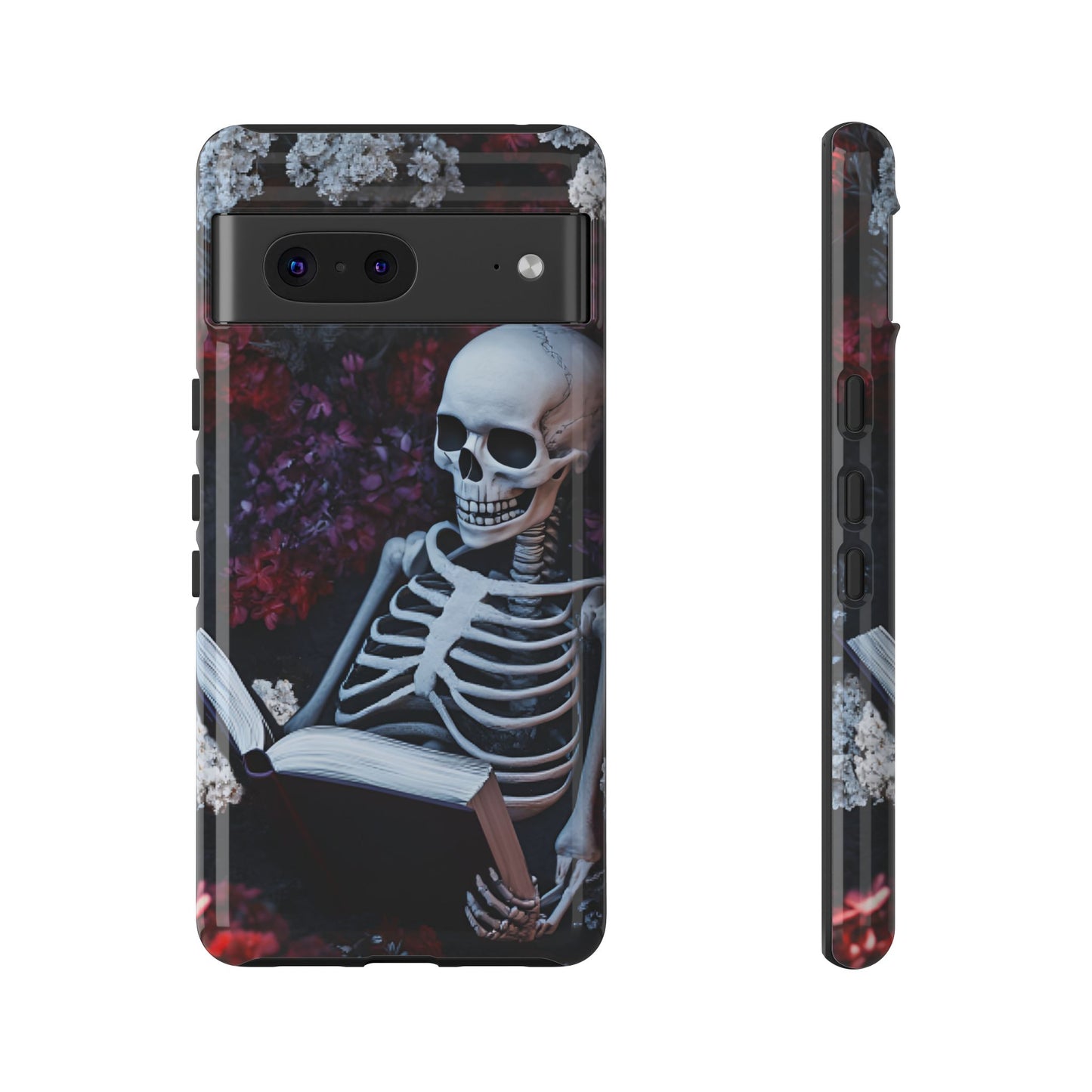 Skeleton Reading Book Phone Case - Bookish Halloween Phone Cases - iPhone 16 15 14 13 12 11, Samsung Galaxy & Google Pixel Phone Covers