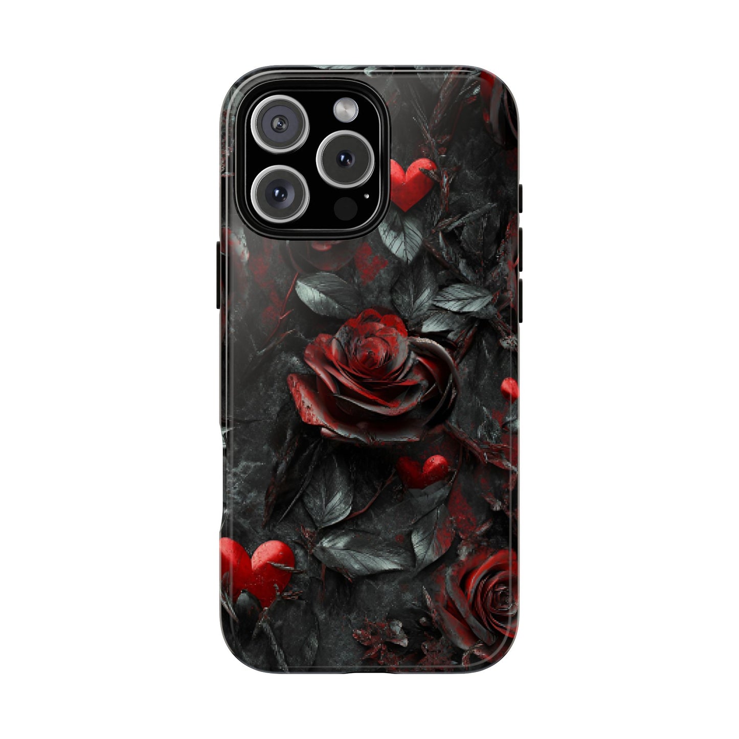 Gothic Valentine Phone Case - Dark Romance Roses and Hearts - iPhone 16 15 14 13 12 11, Samsung Galaxy & Google Pixel Phone Covers