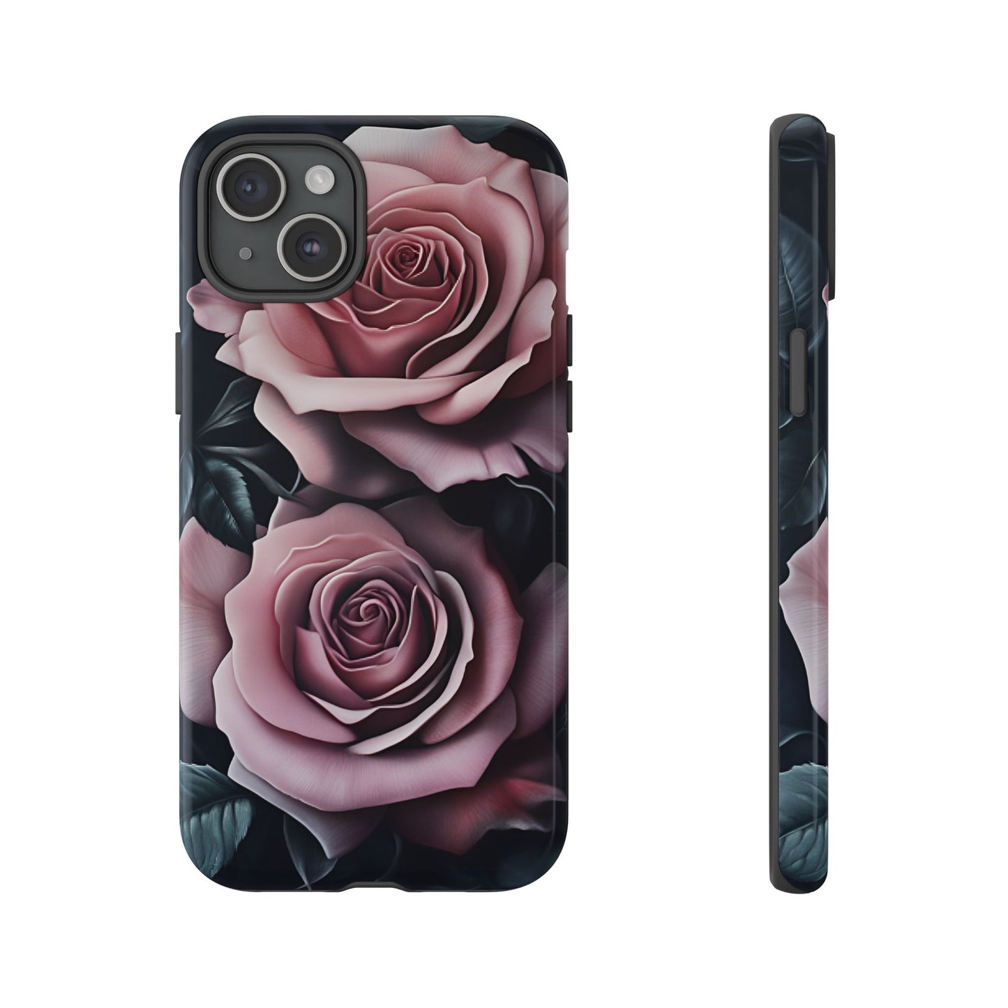 Pastel Goth Roses Phone Case - Gothic Black and Pink Flowers Phone Cases - iPhone 16 15 14 13 12 11, Samsung Galaxy & Google Pixel Phone Covers