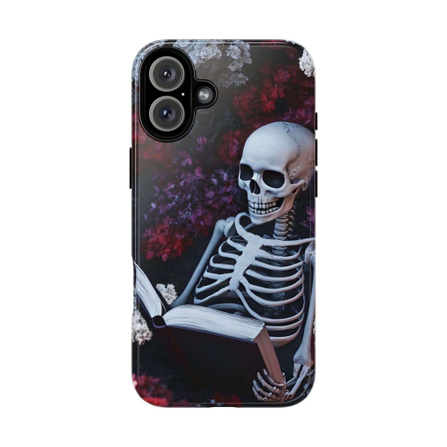 Skeleton Reading Book Phone Case - Bookish Halloween Phone Cases - iPhone 16 15 14 13 12 11, Samsung Galaxy & Google Pixel Phone Covers