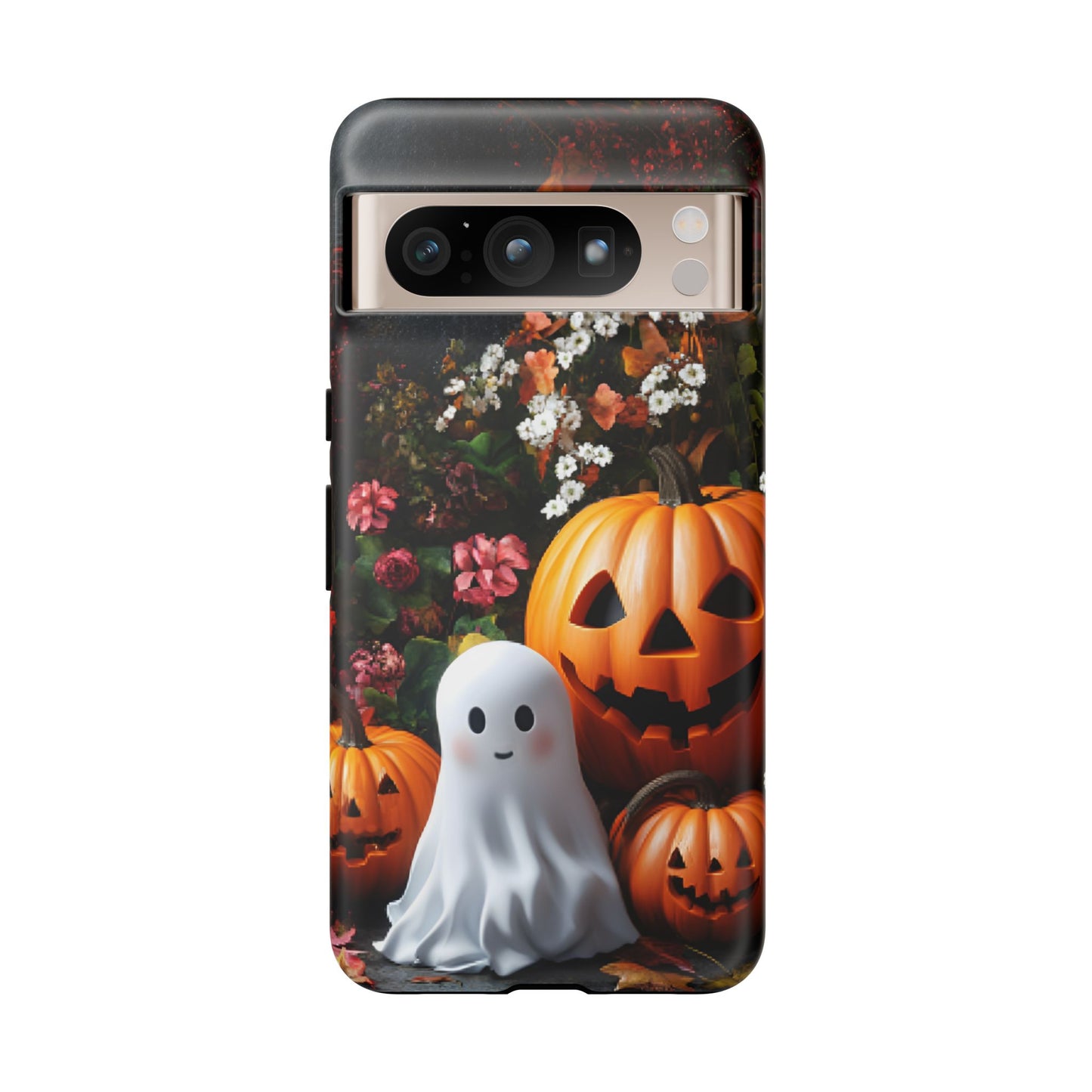 Halloween Phone Case with Cute Ghost and Pumpkins for iPhone 16 15 14 13 12 11, Samsung Galaxy & Google Pixel