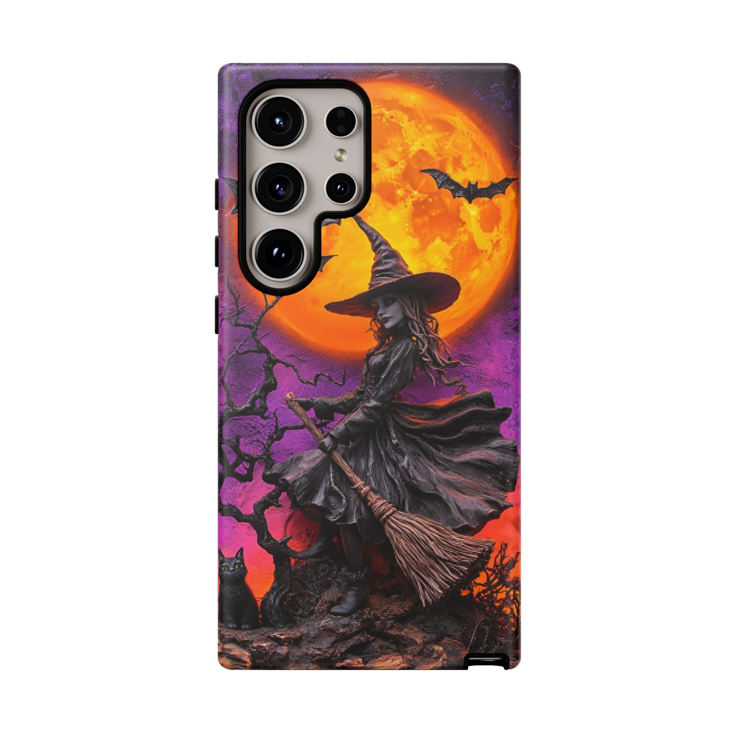 Witch and Bats Phone Case - Witchy Halloween Phone Cases for iPhone 16 15 14 13 12 11, Samsung Galaxy & Google Pixel