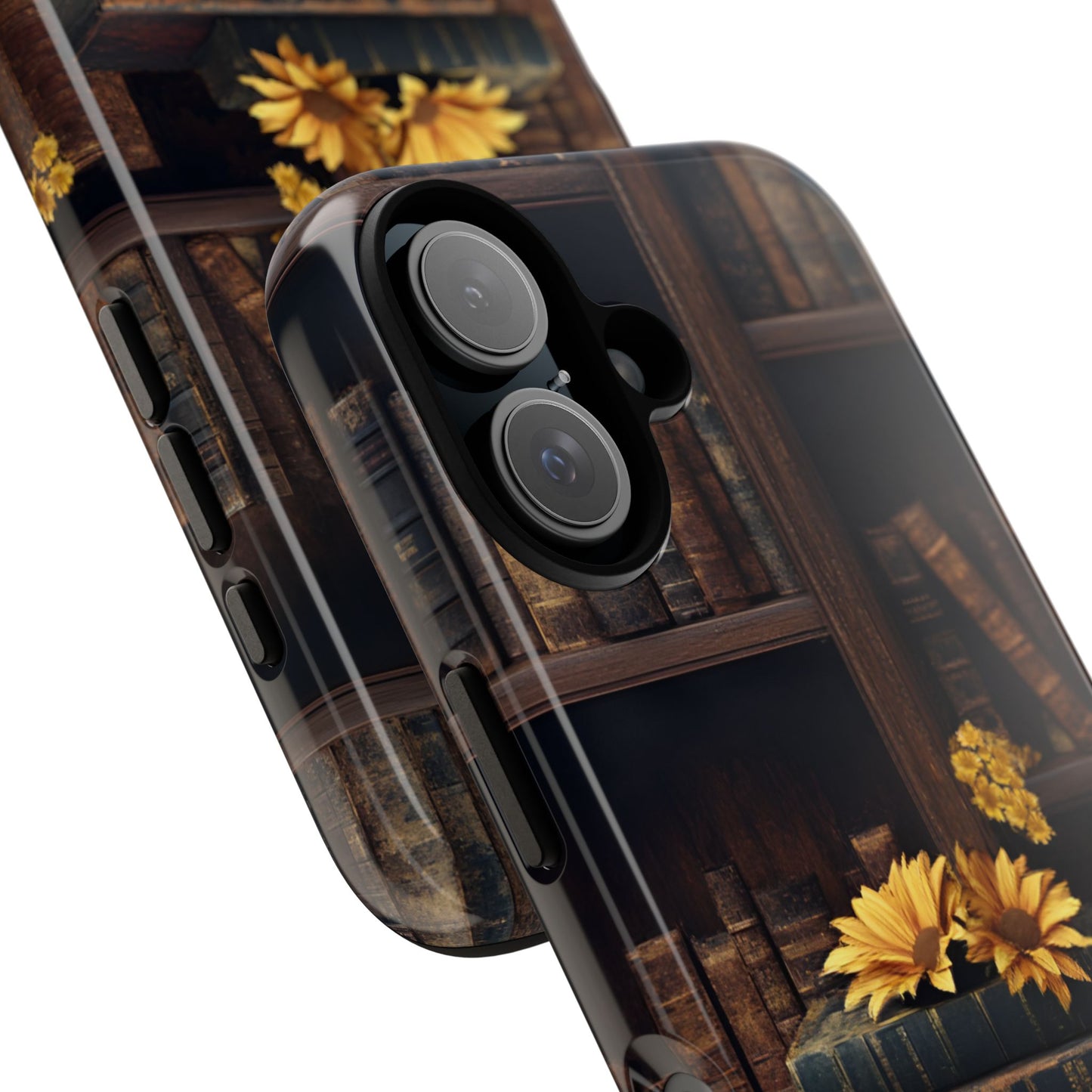 Vintage Books and Sunflowers Phone Case - Dark Academia Library Phone Cases - iPhone 16 15 14 13 12 11, Samsung Galaxy & Google Pixel Phone Covers